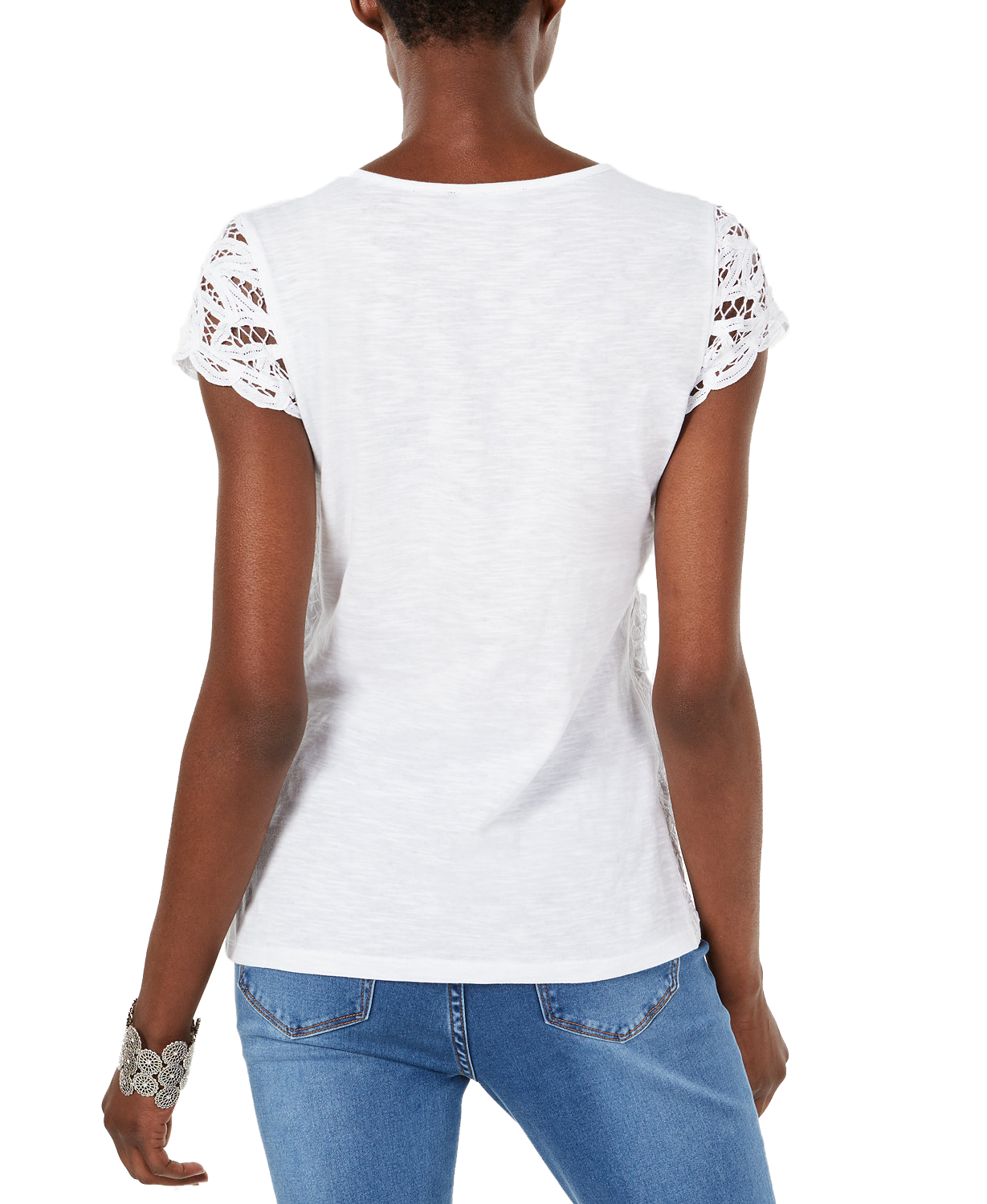 INC International Concepts Women Petite Cotton Lace Top