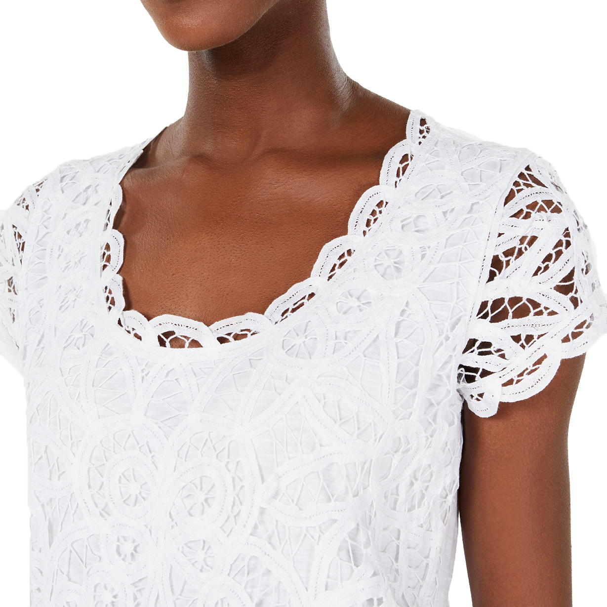 INC International Concepts Women Petite Cotton Lace Top