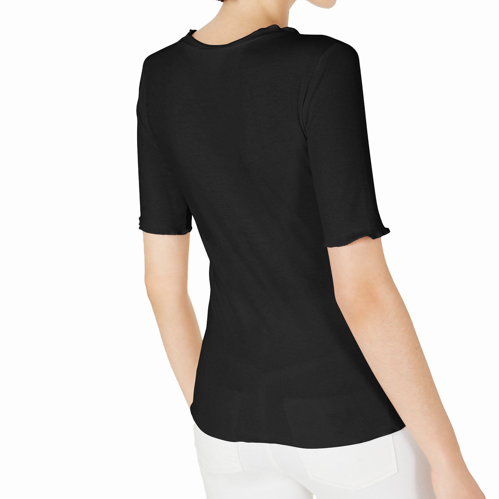 Maison Jules Women Crewneck Elbow Sleeve Top