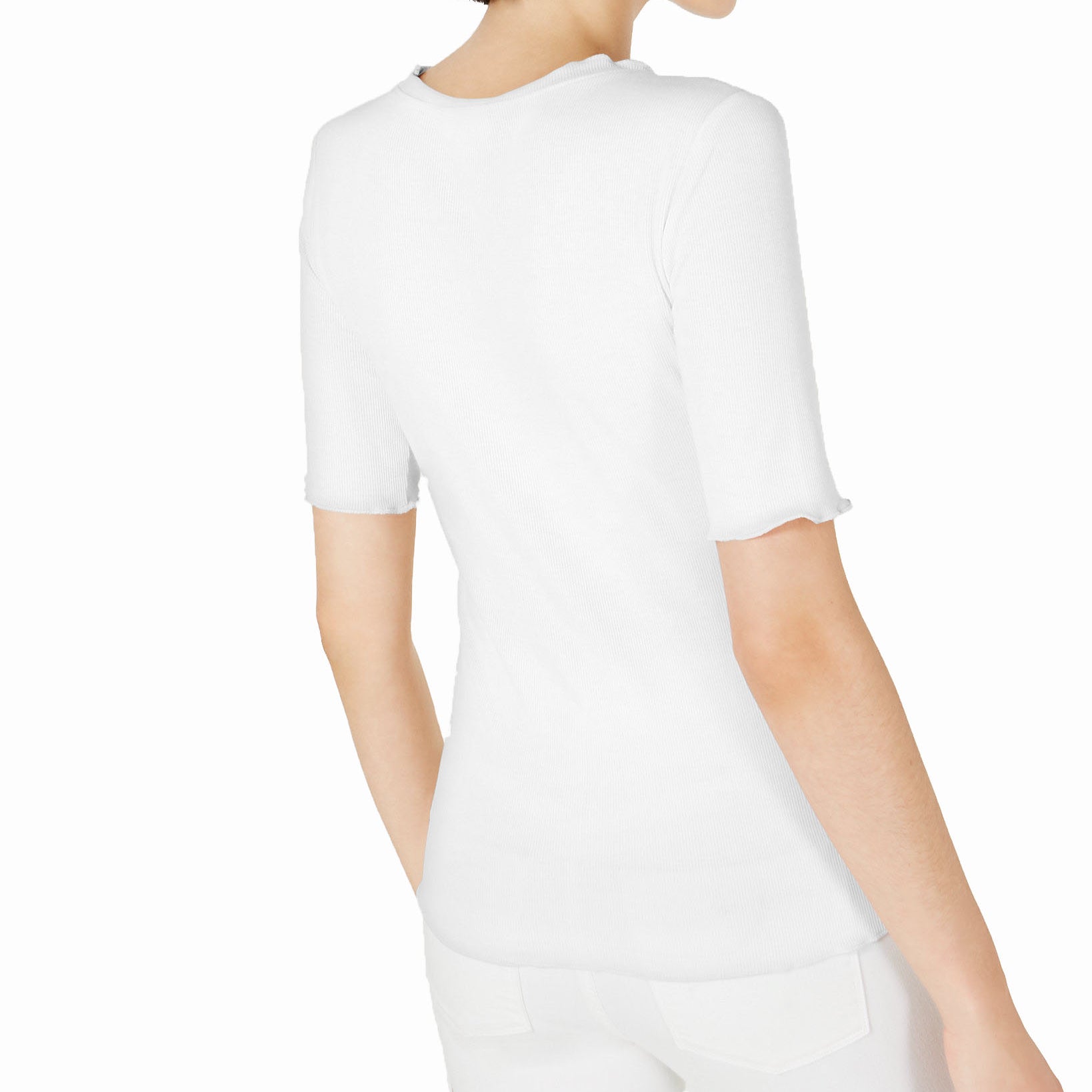 Maison Jules Women Crewneck Elbow Sleeve Top