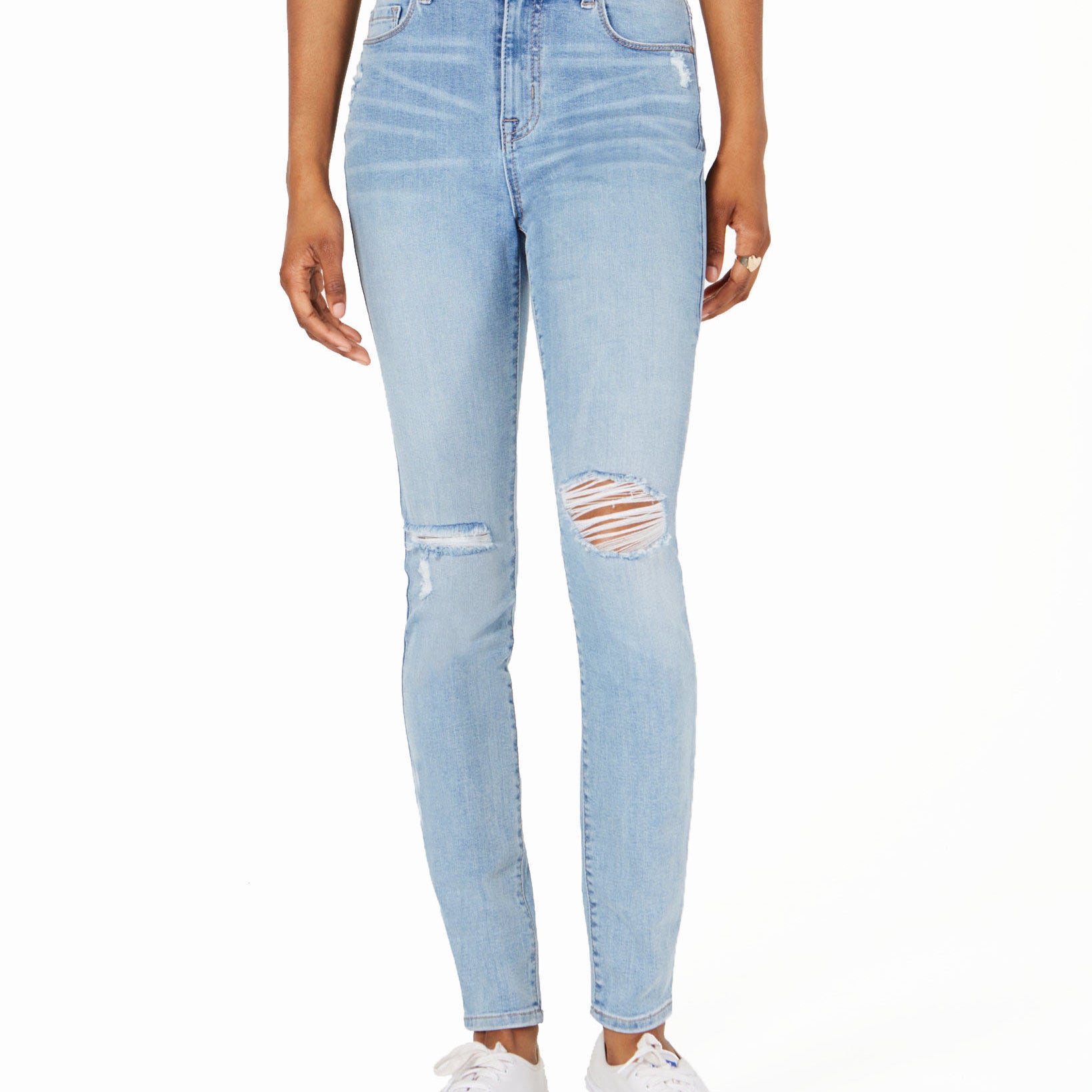 Rewash Women Ripped High Waist Skinny Jeans Blue