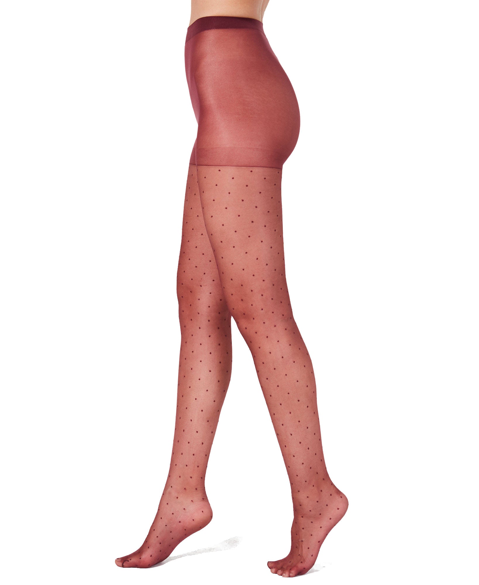 INC International Concepts Women Swiss Dot Tights Burgundy