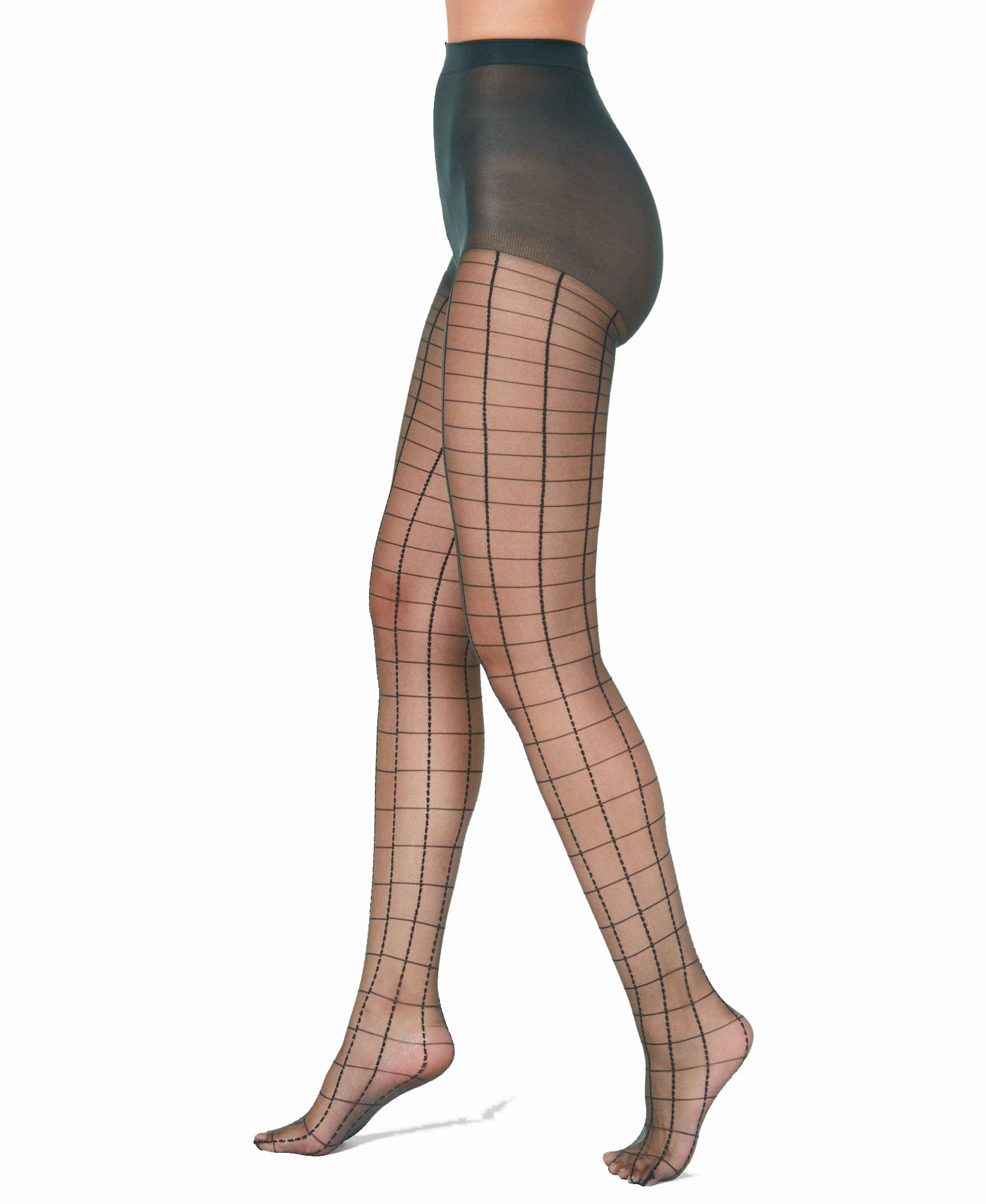 INC International Concepts Women Green Windowpane Tights Green