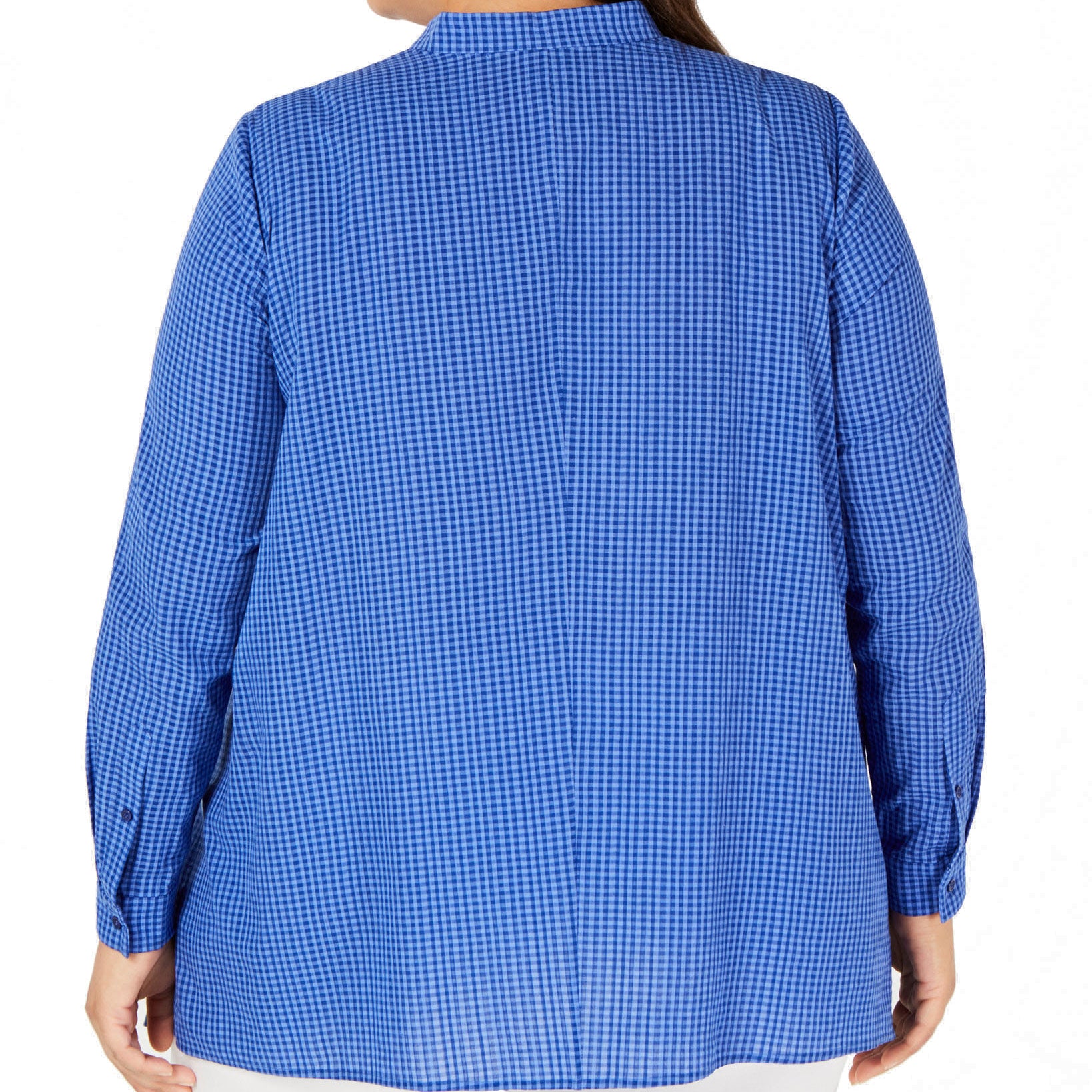 Anne Klein Women Plus Button Front Handkerchief Hem Cotton Top