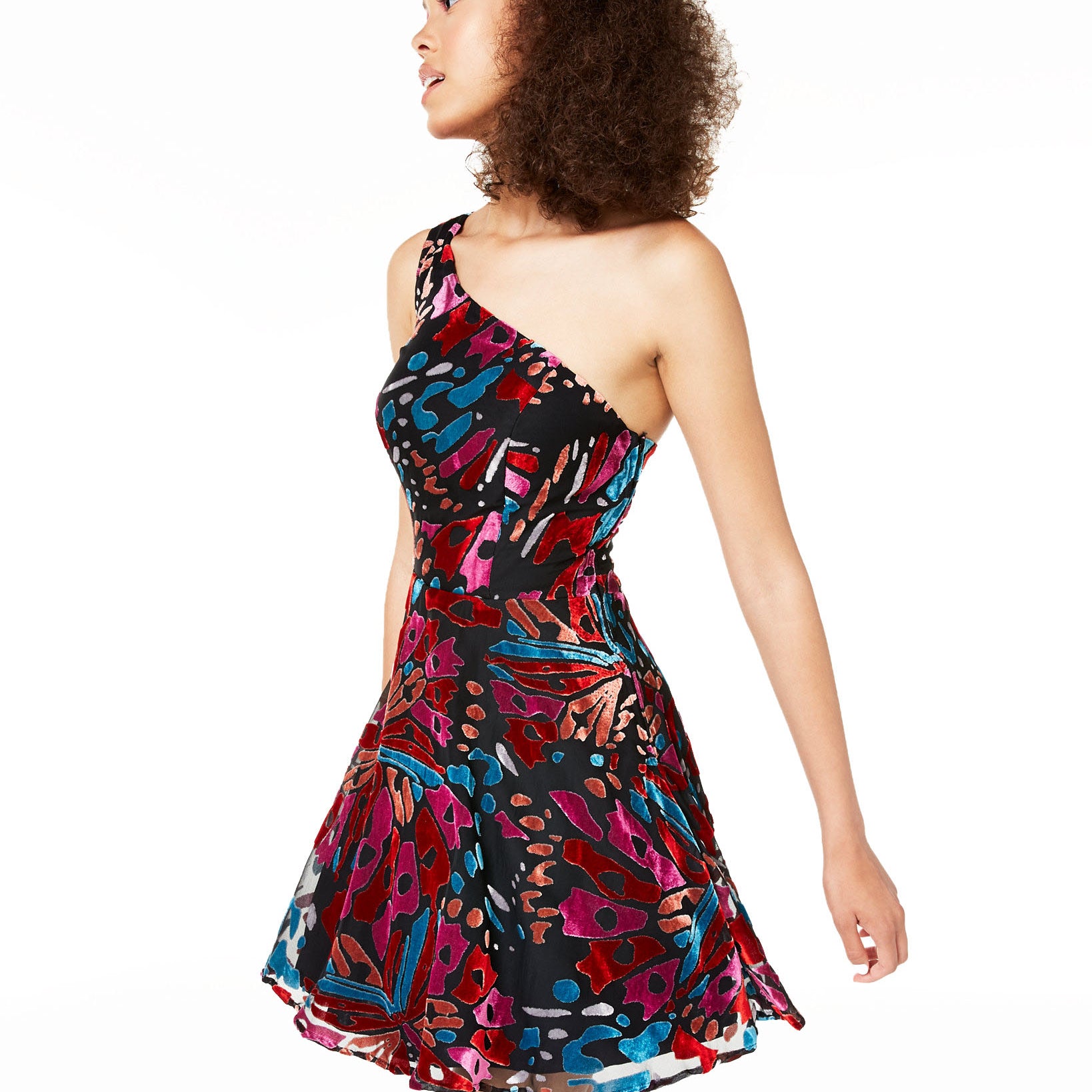 City Studio Juniors One Shoulder Skater Dress