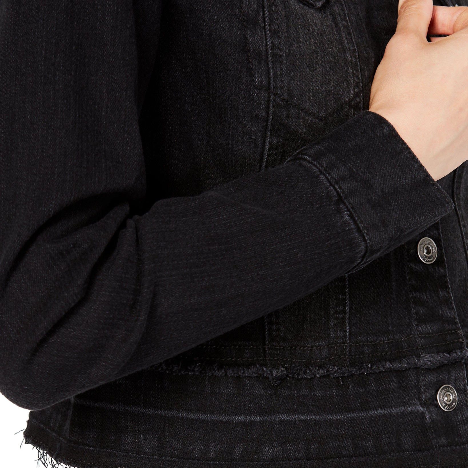 INC International Concepts Women Frayed Cropped Denim Jacket
