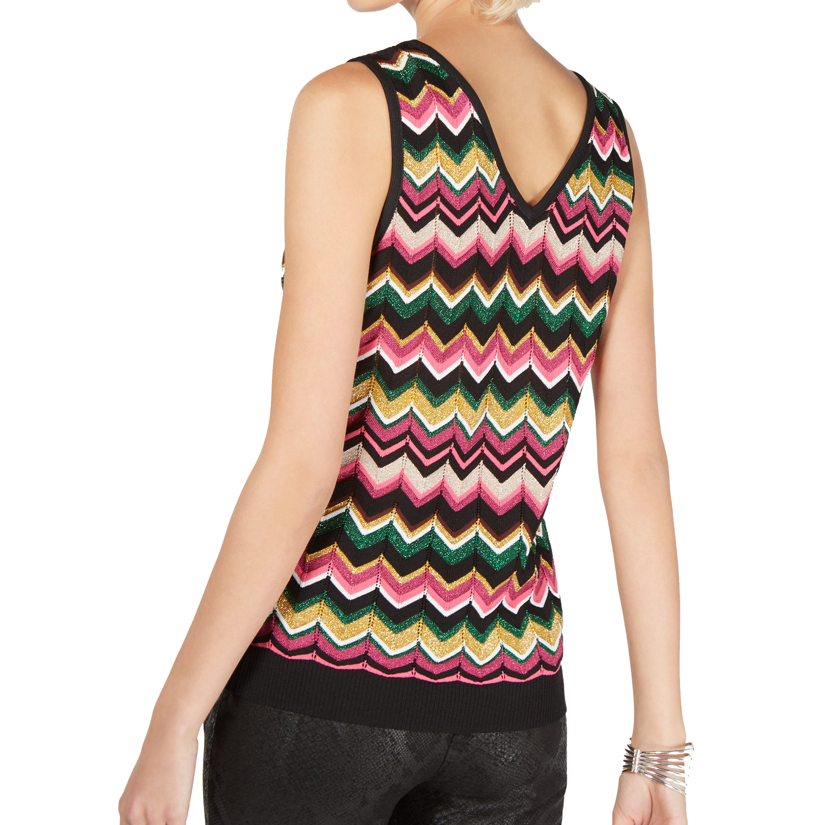 INC International Concepts Women Petite Chevron Knit Top