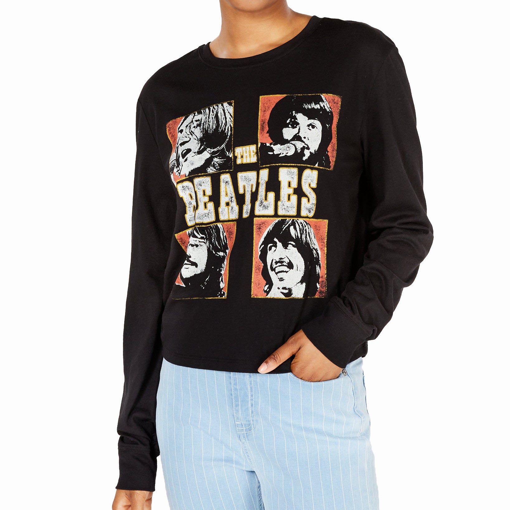 Love Tribe Women The Beatles Graphic T Shirt Black