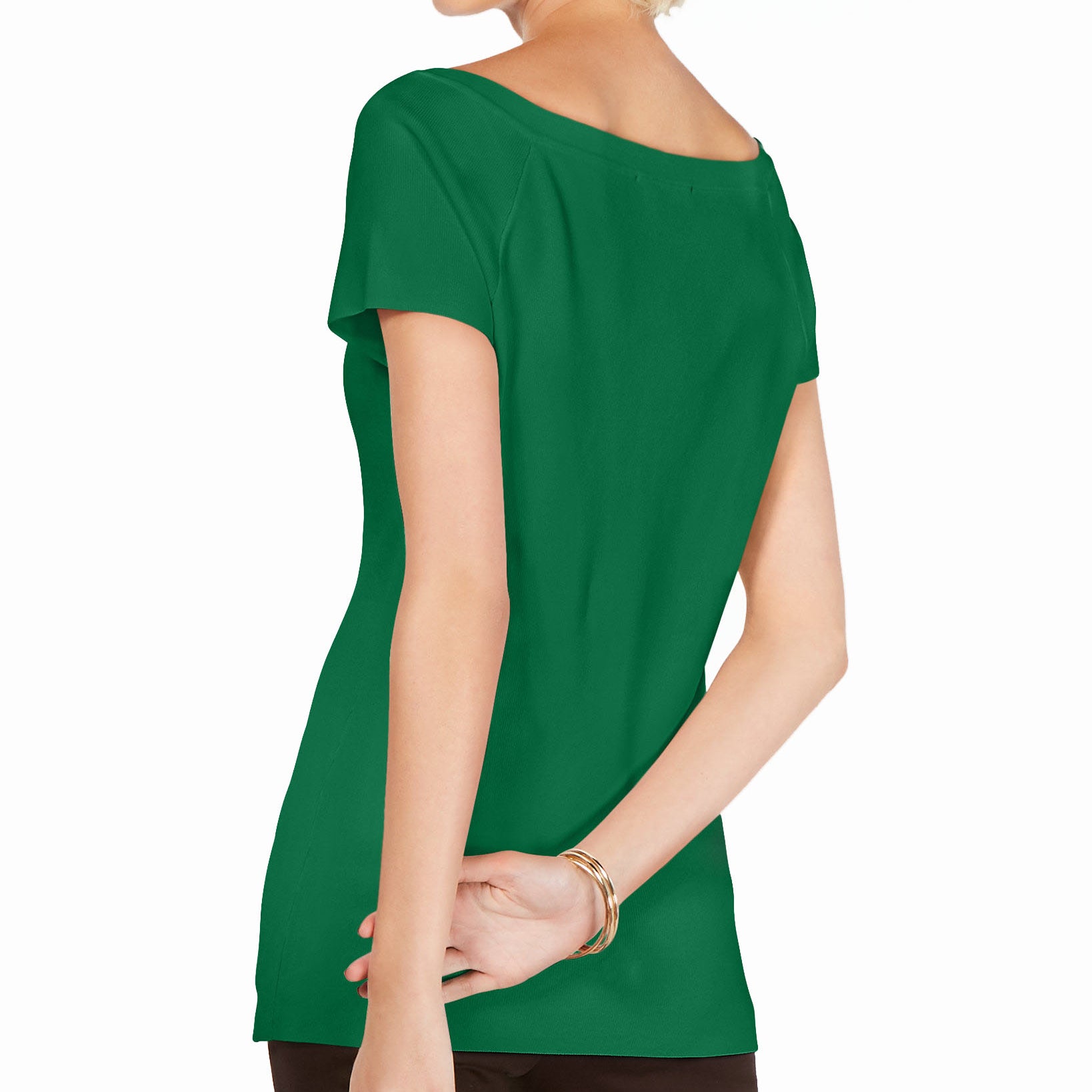 INC International Concepts Women Petite Lace Up Scoop Neck Top