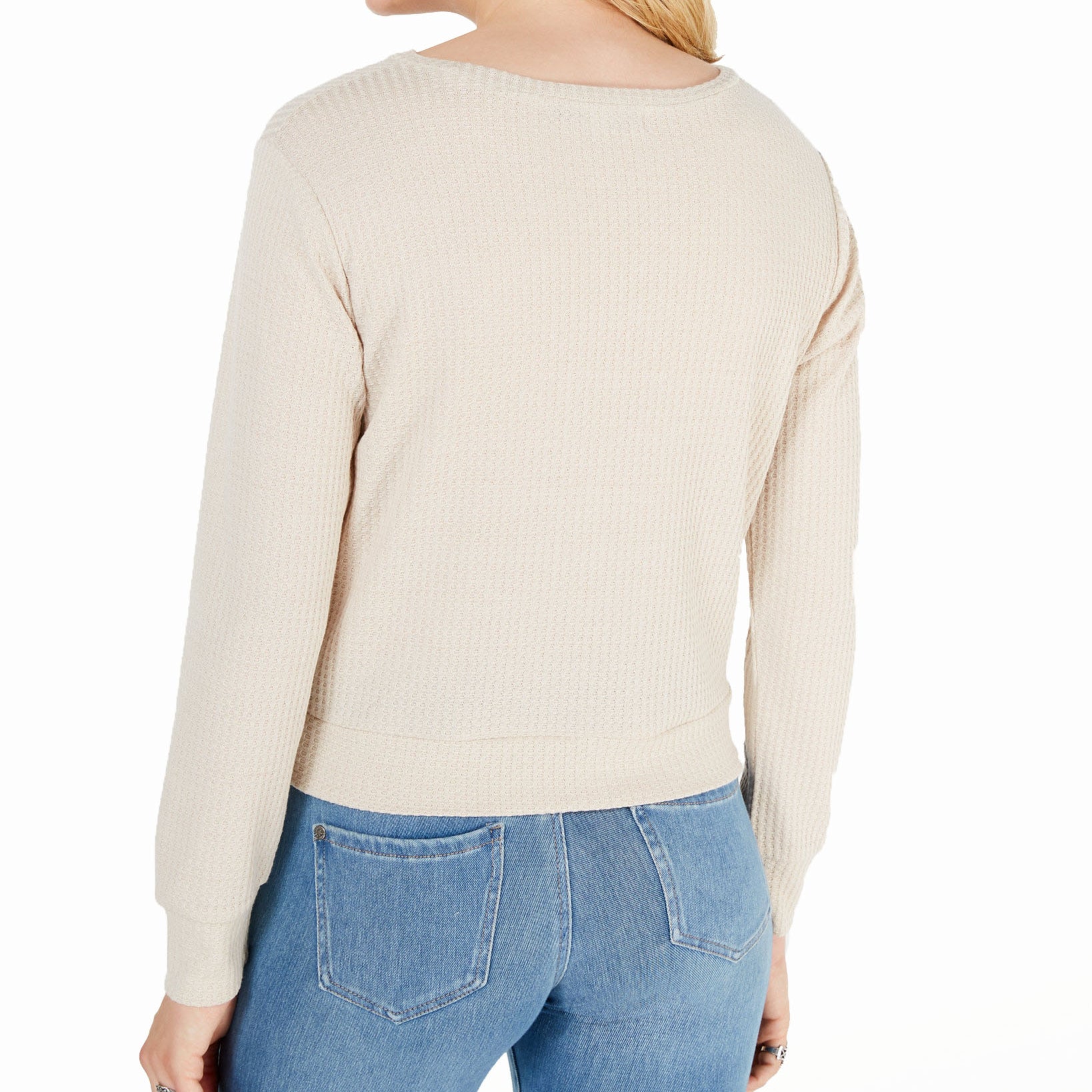 Gypsies & Moondust Women Twist Front Waffle Knit Top