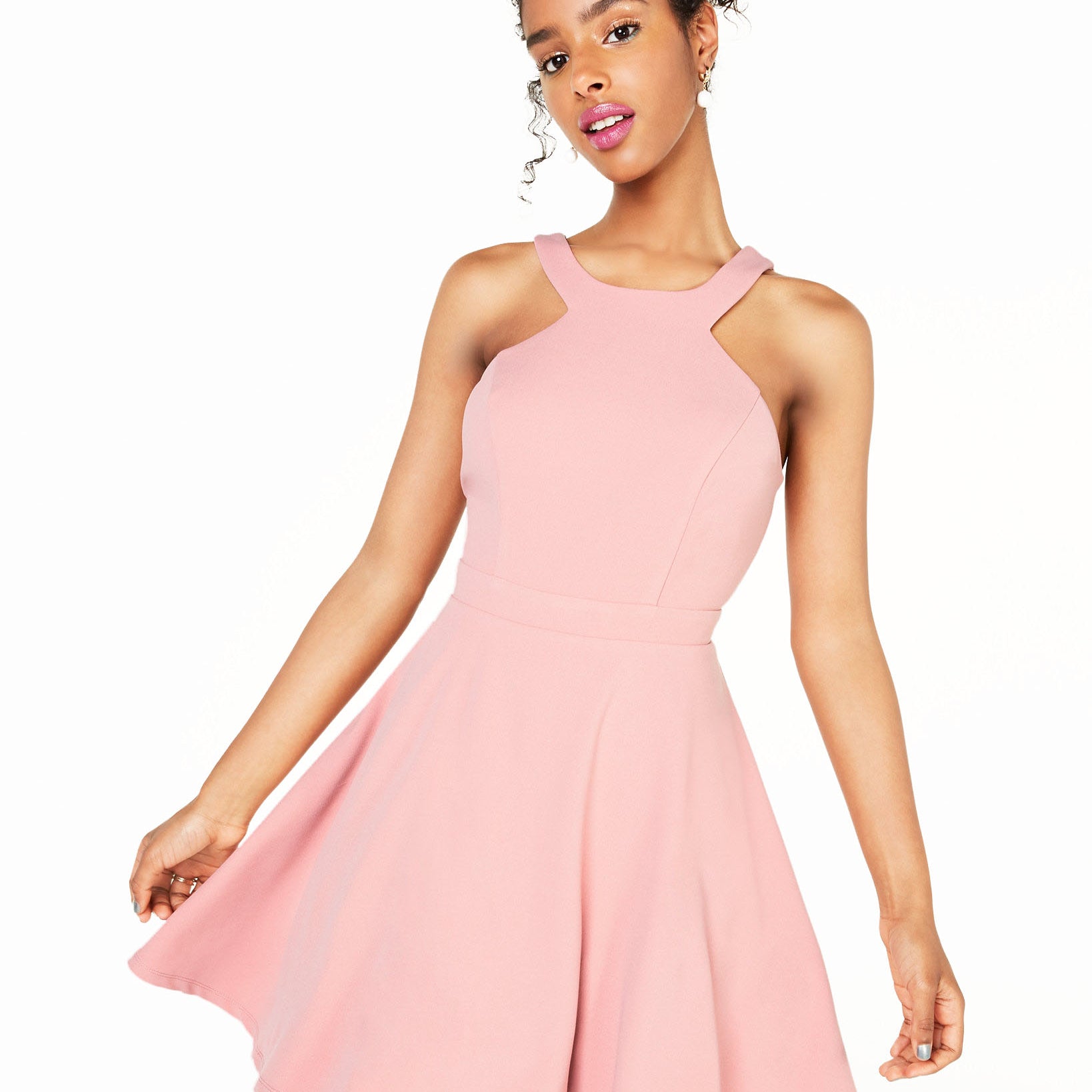 City Studios Women Lace Open Back Fit Flare Dress