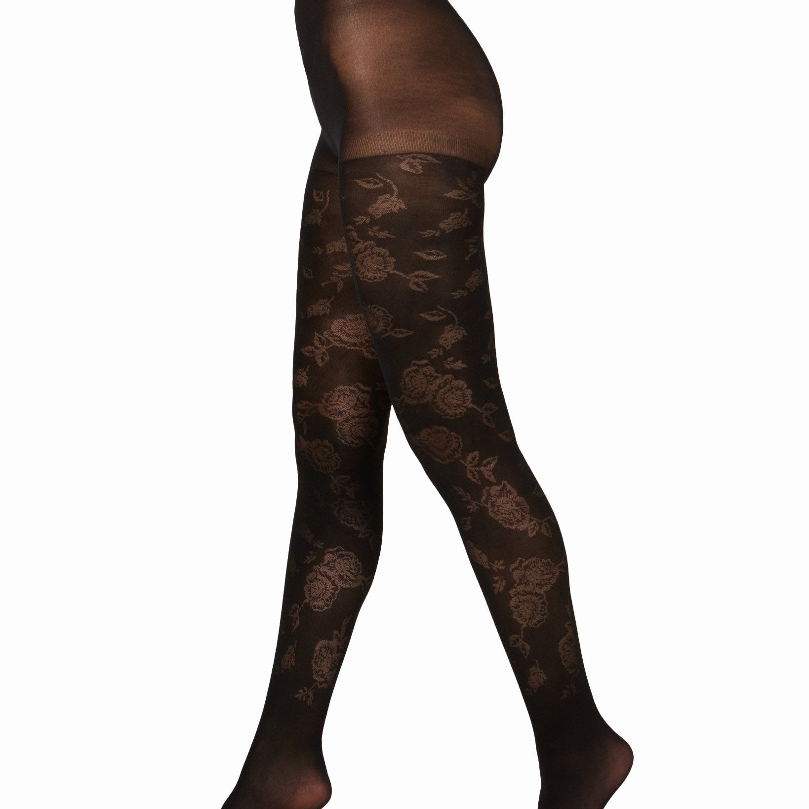 INC International Concepts Women Jacquard Floral Tights Black