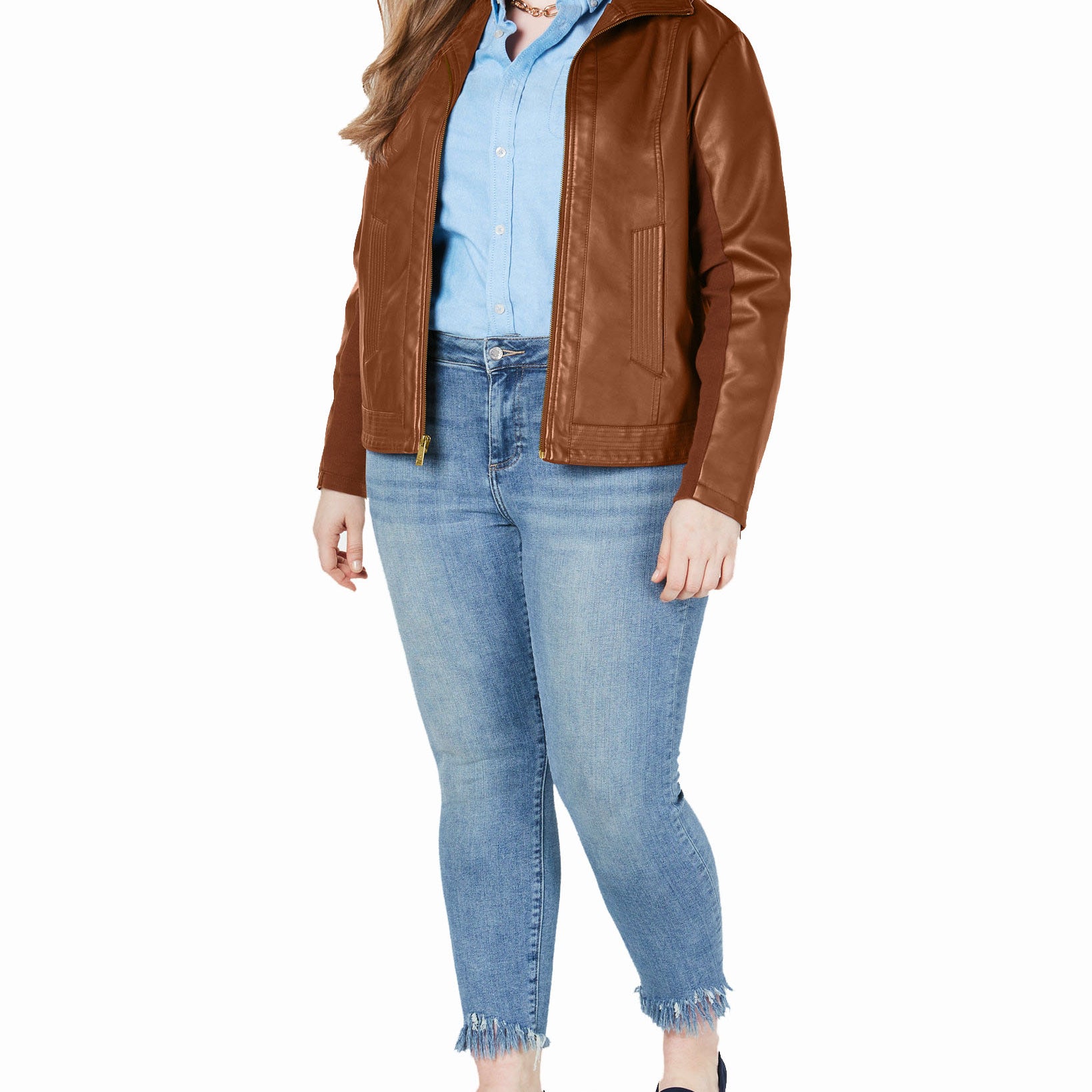 Kenneth Cole Women Plus Faux Leather Jacket