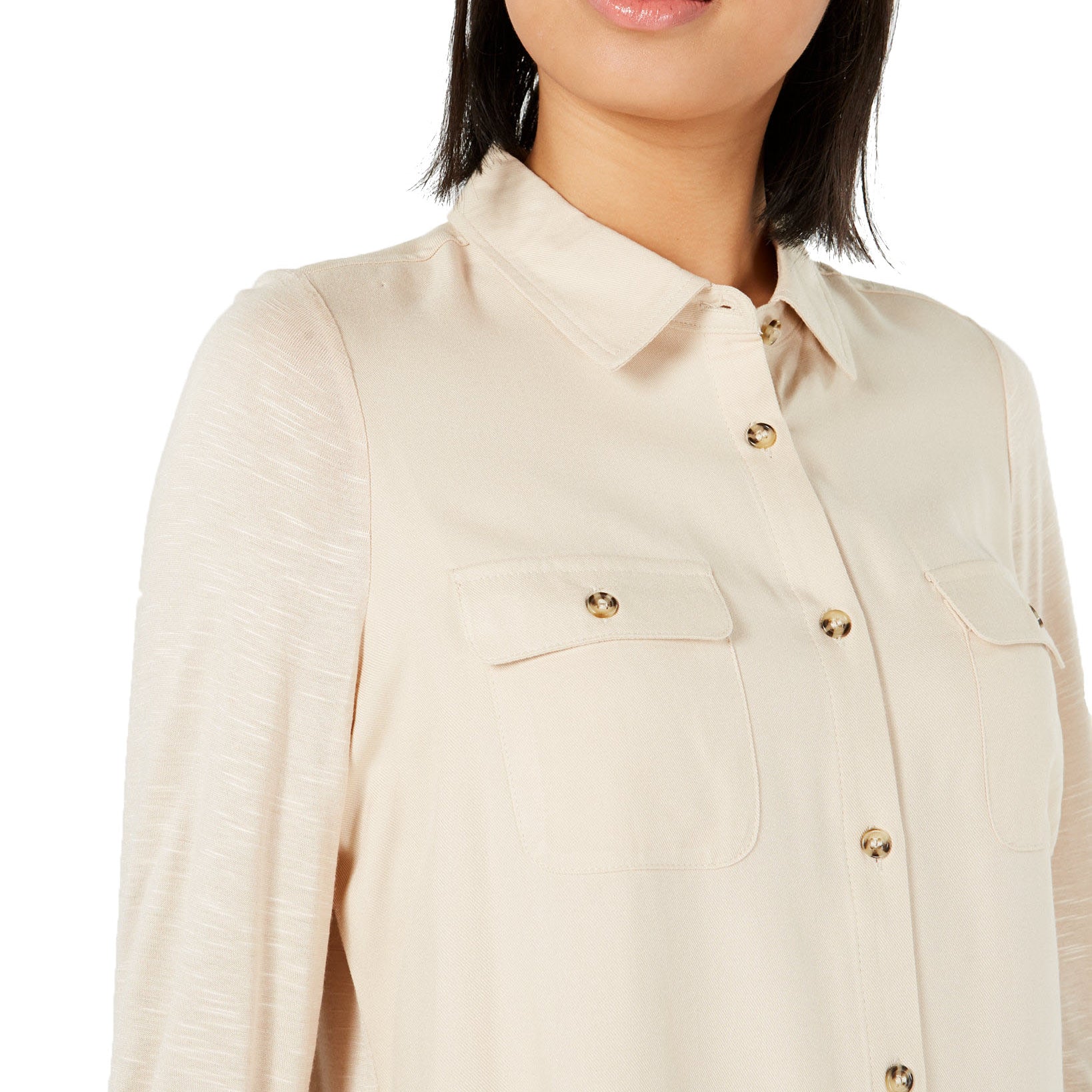 Ultra Flirt Women Mixed Media Utility Shirt