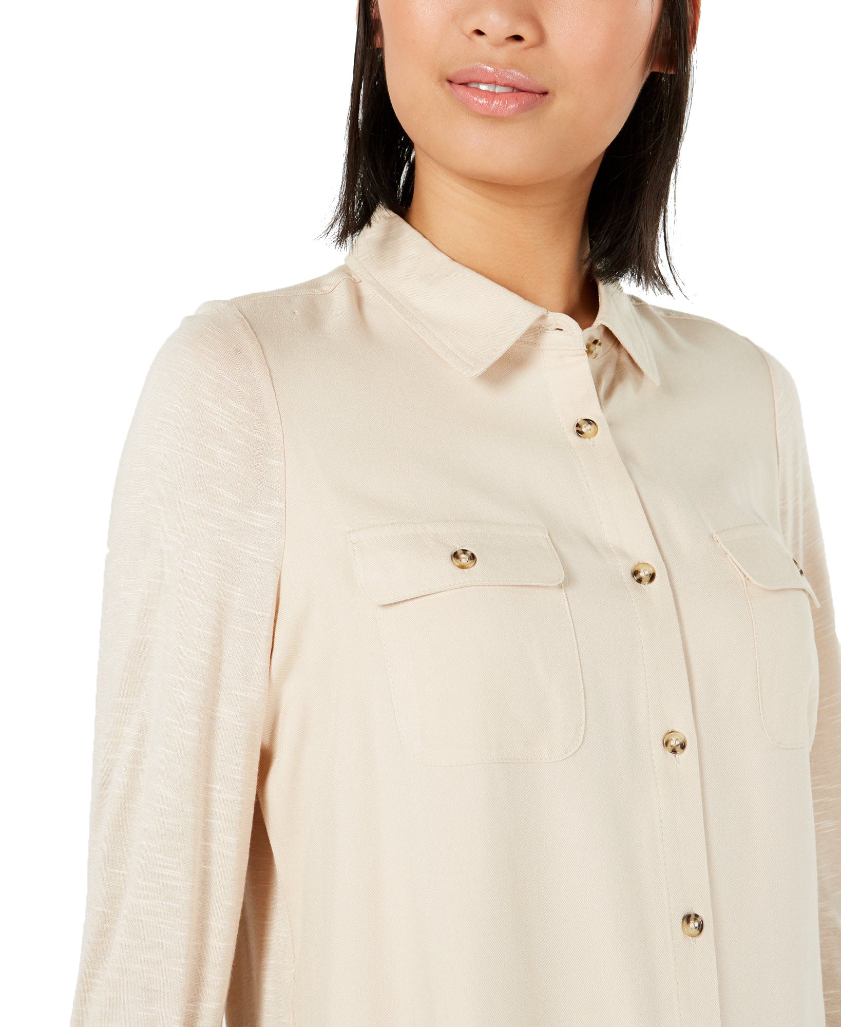 Ultra Flirt Women Mixed Media Utility Shirt
