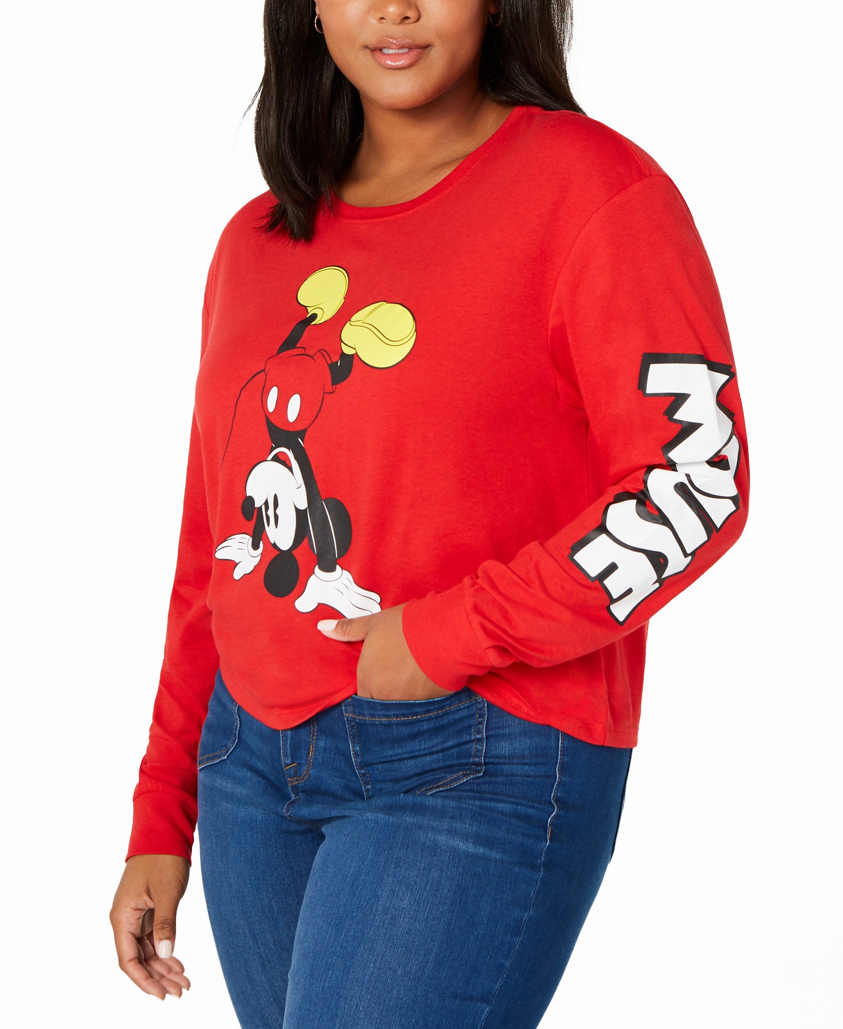 Love Tribe Women Plus Trendy Mickey T Shirt Red