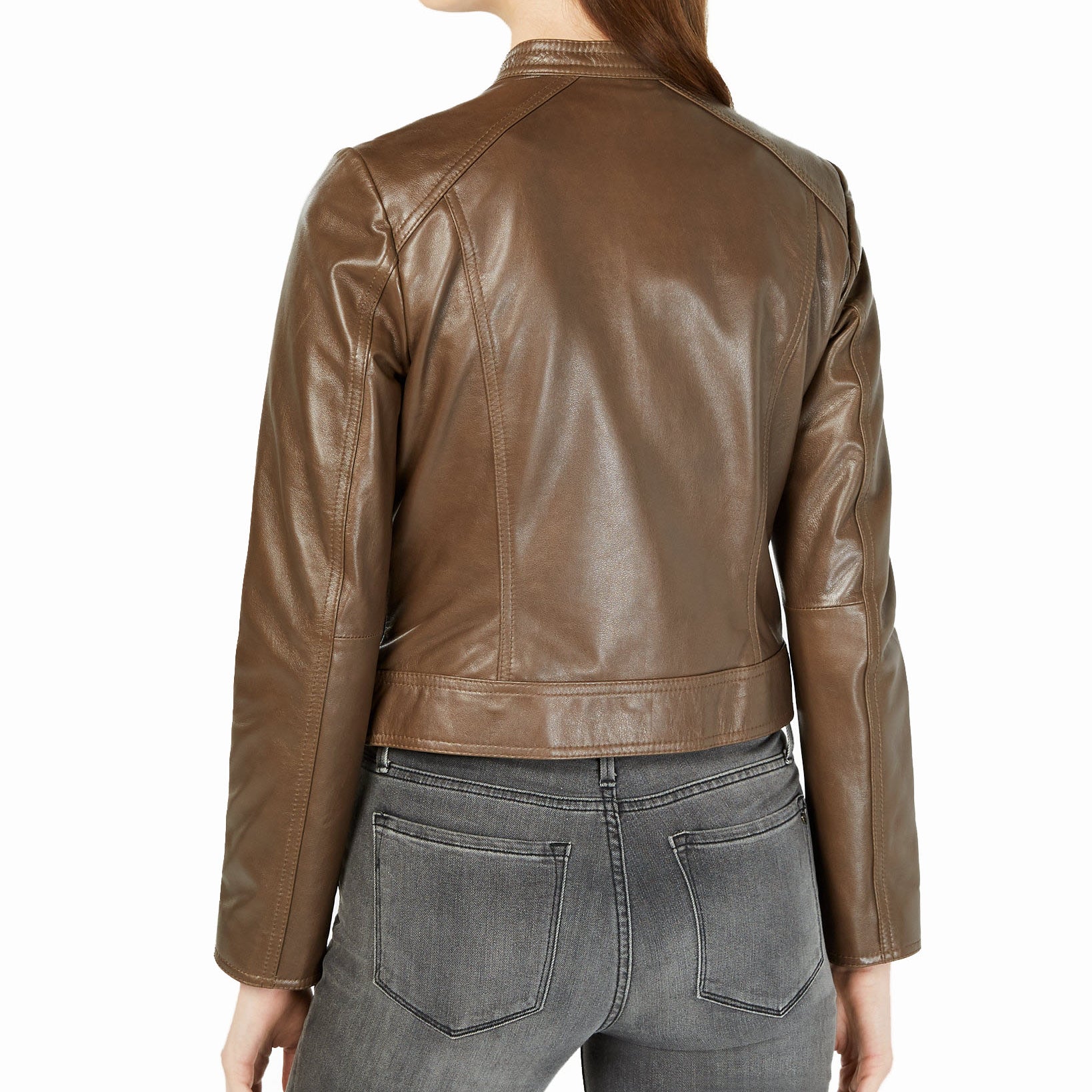 Marc New York Women Cropped Leather Moto Jacket