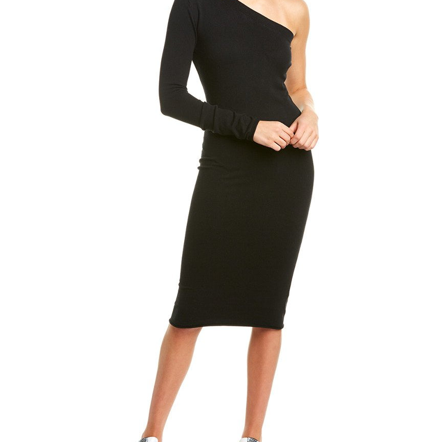 nPhilanthropy Women Alabama One Shoulder Silk Blend Sweaterdress Black Cat