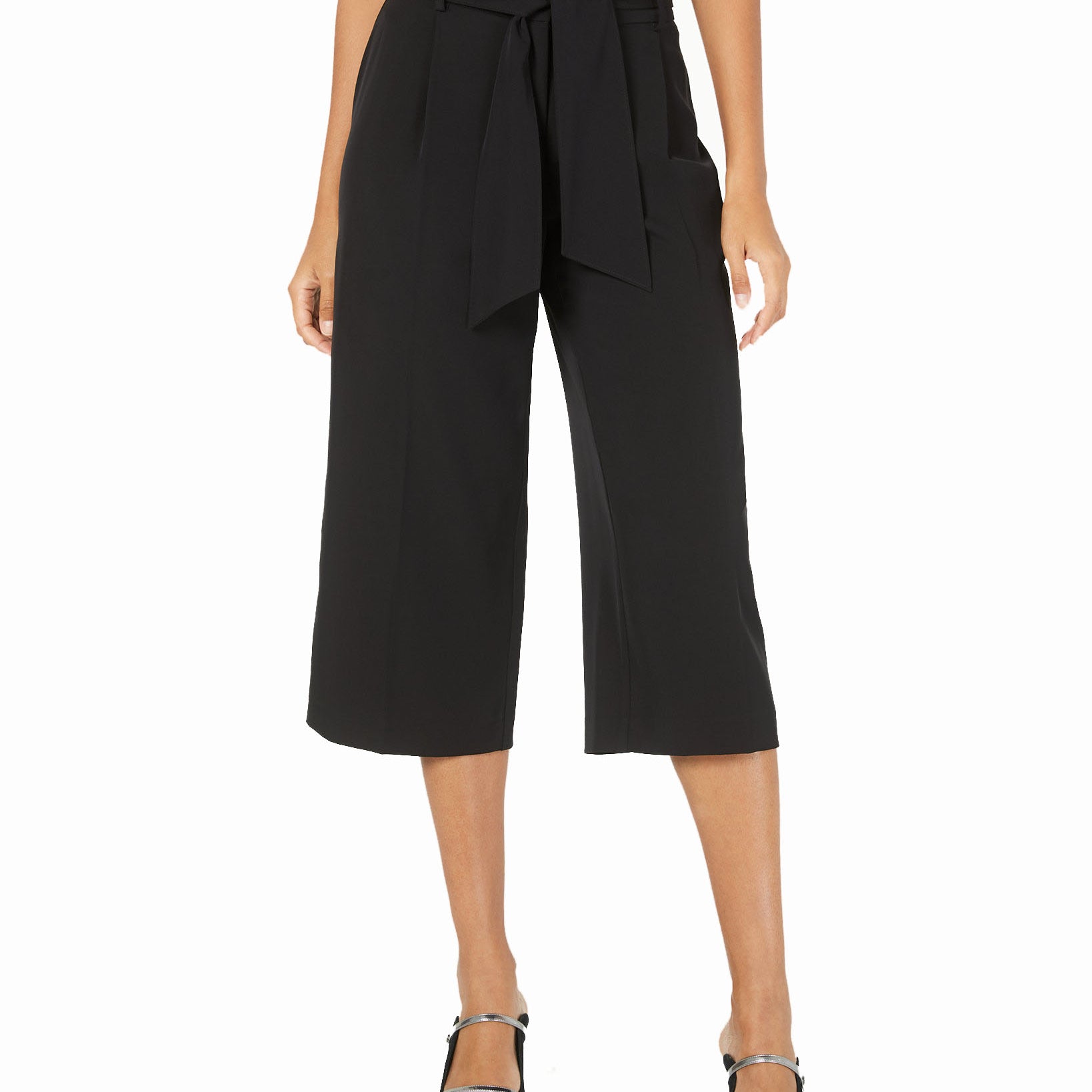 Alfani Women Petite Belted Culottes Deep Black