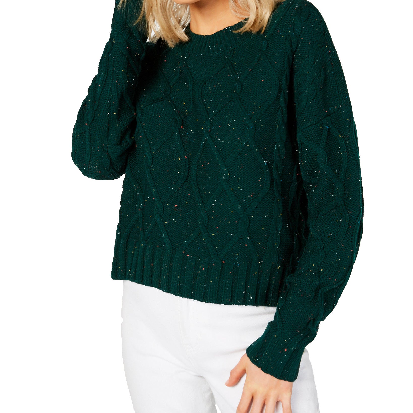 Ultra Flirt Women Cable Knit Sweater Botanical Garden