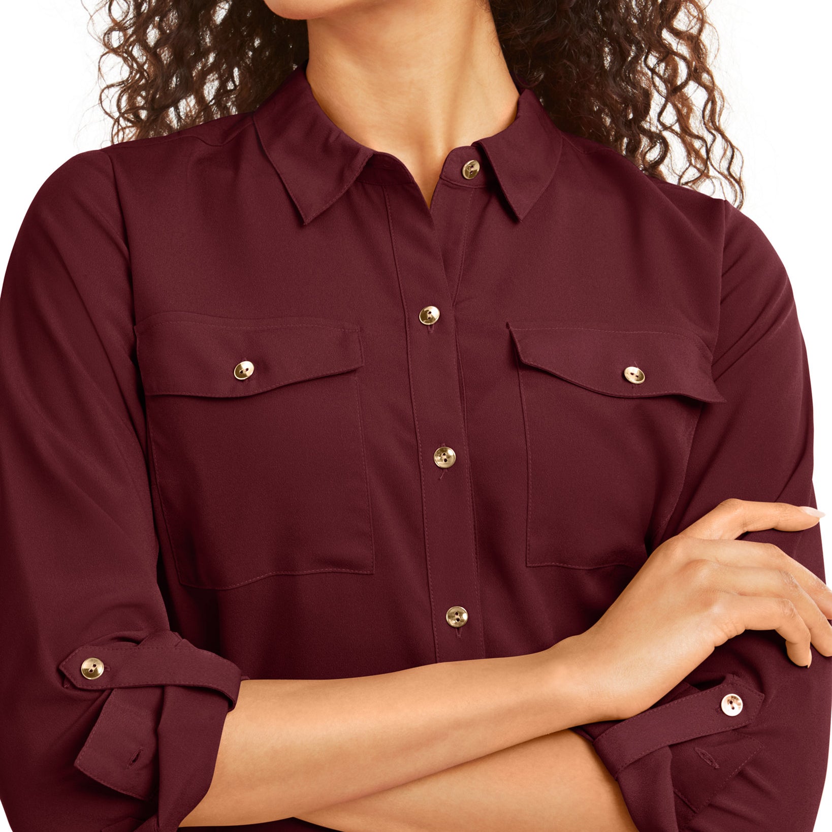 Charter Club Women Petite Solid Button Up Shirt