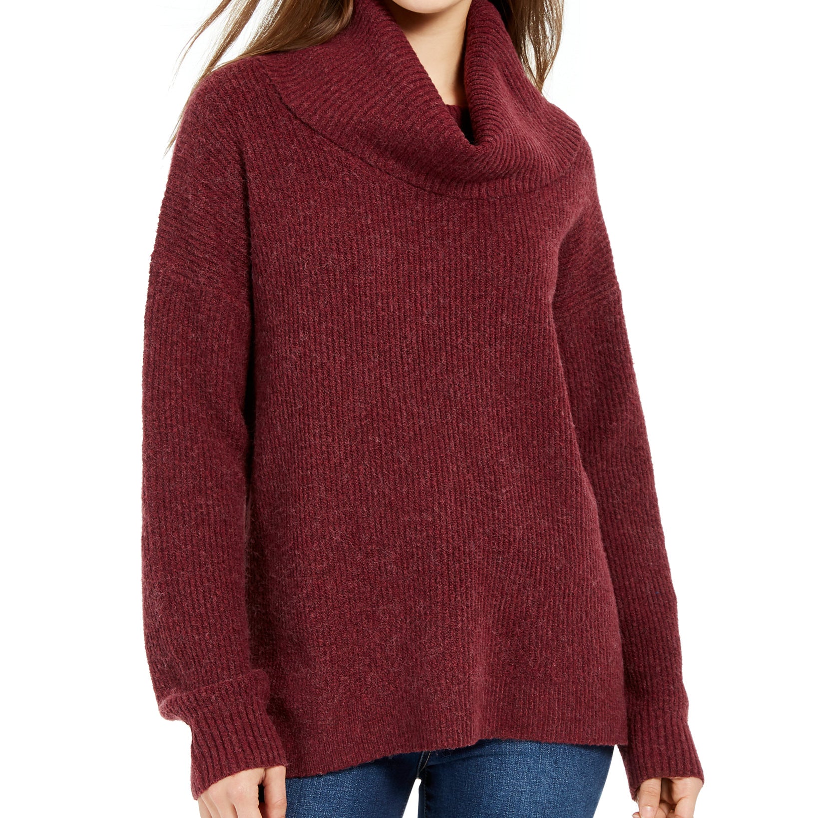 Hippie Rose Juniors Turtleneck Sweater Zinfandel