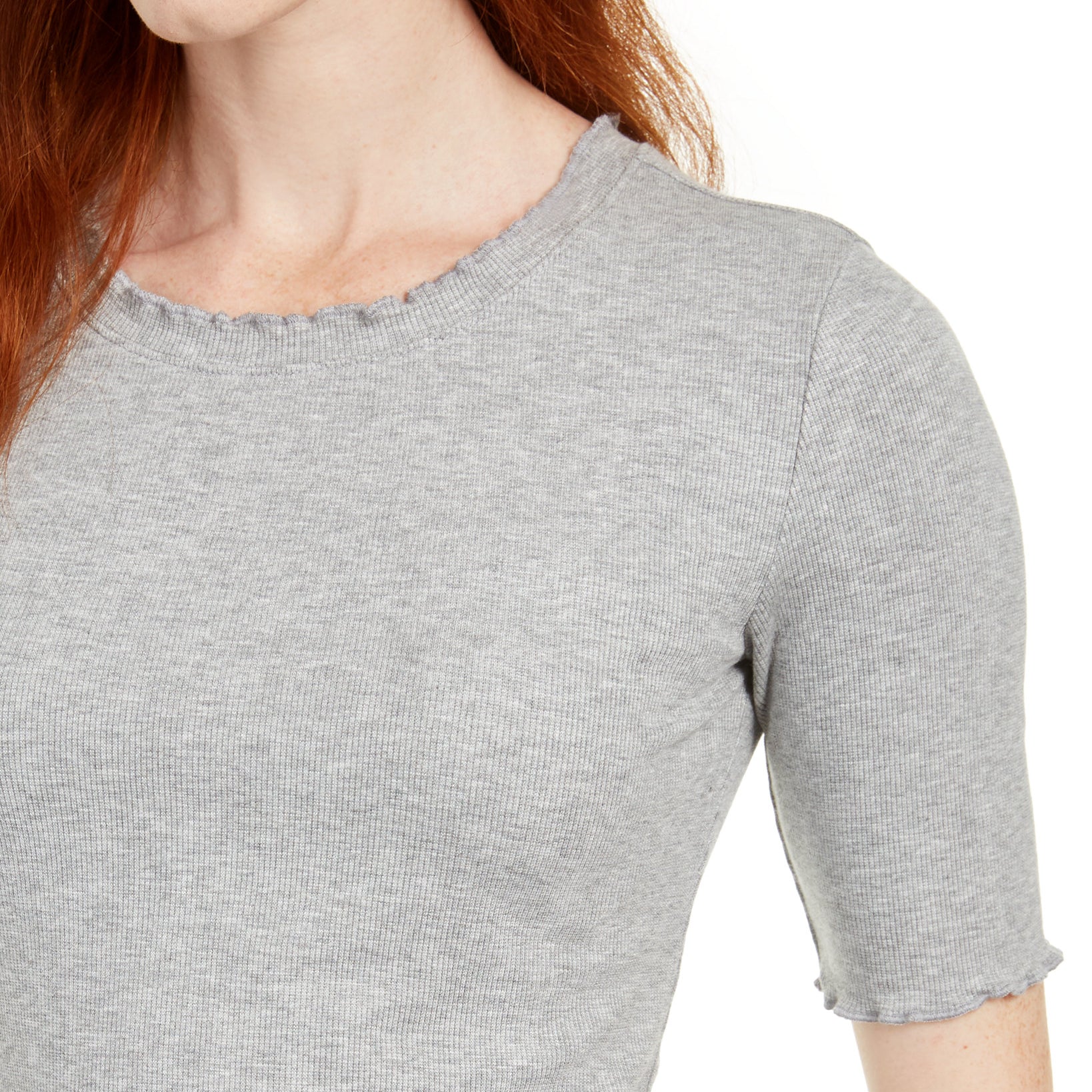 Maison Jules Women Crewneck Elbow Sleeve Top