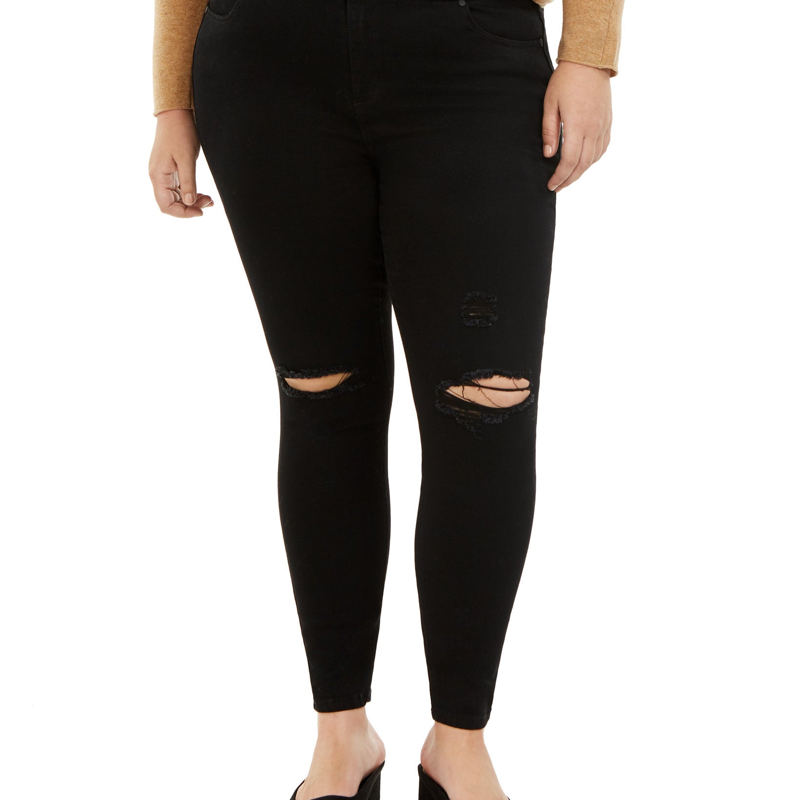 Celebrity Pink Women Plus Trendy Tripple Button Ripped Skinny Jean Congo