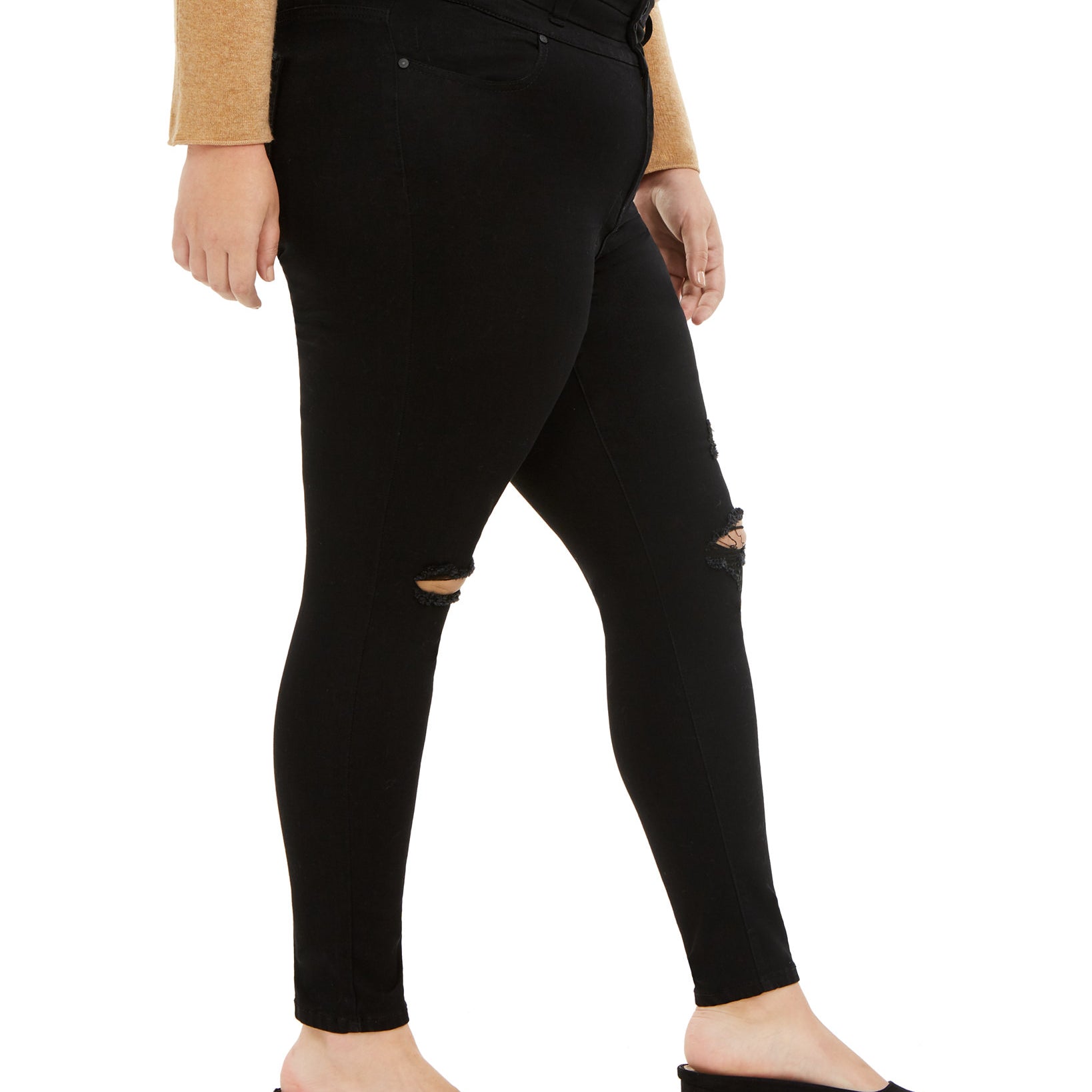 Celebrity Pink Women Plus Trendy Tripple Button Ripped Skinny Jean
