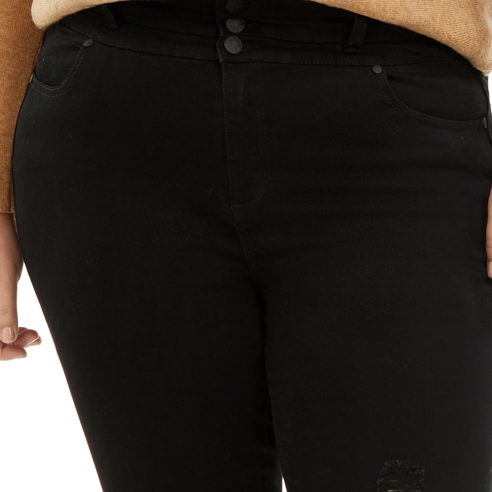 Celebrity Pink Women Plus Trendy Tripple Button Ripped Skinny Jean