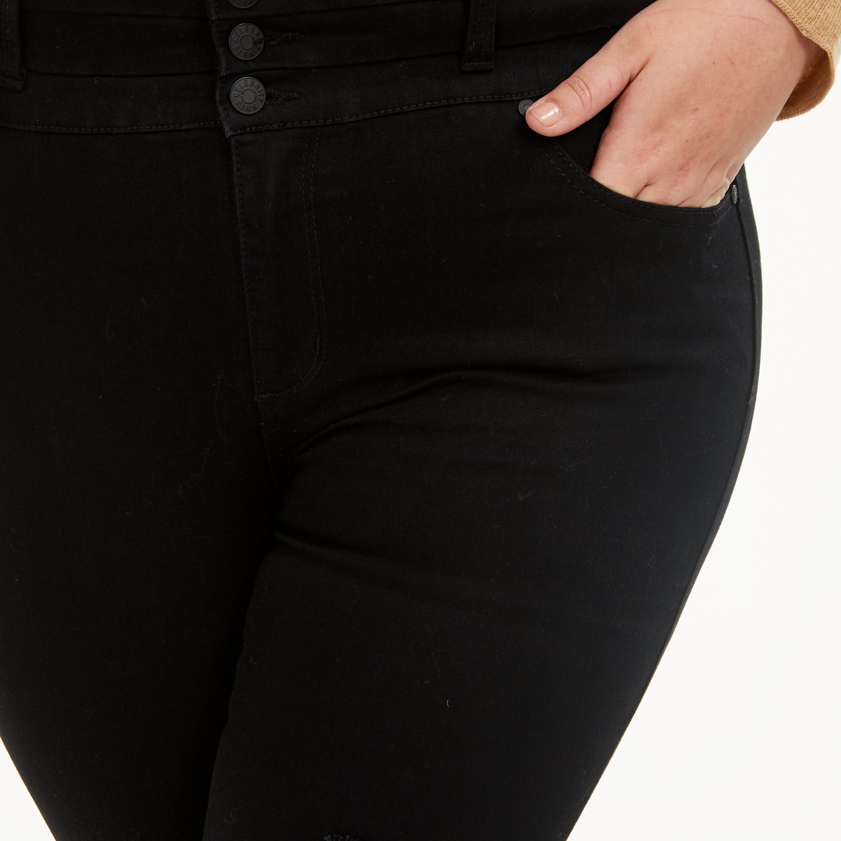 Celebrity Pink Women Plus Trendy Tripple Button Ripped Skinny Jean