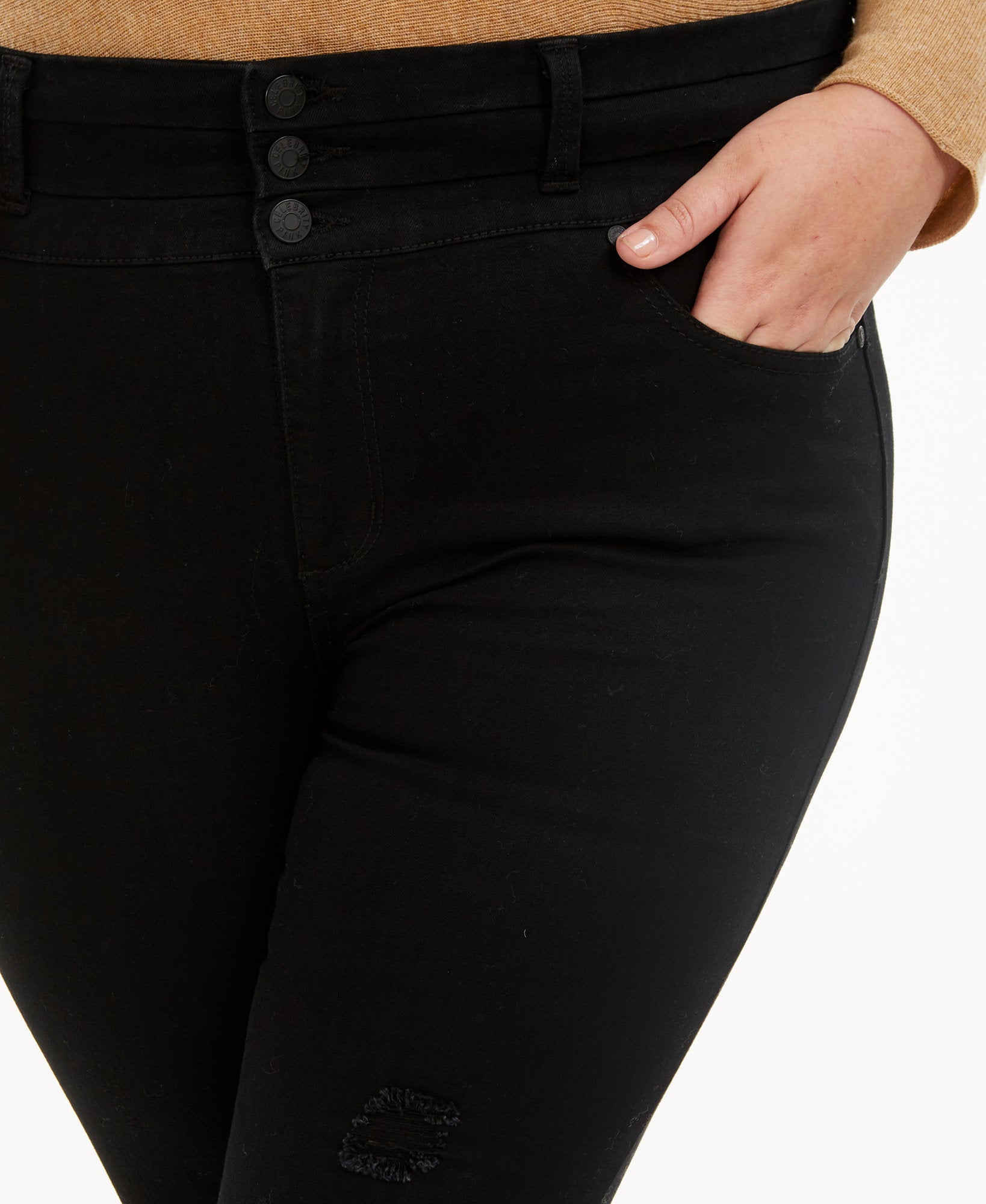 Celebrity Pink Women Plus Trendy Tripple Button Ripped Skinny Jean