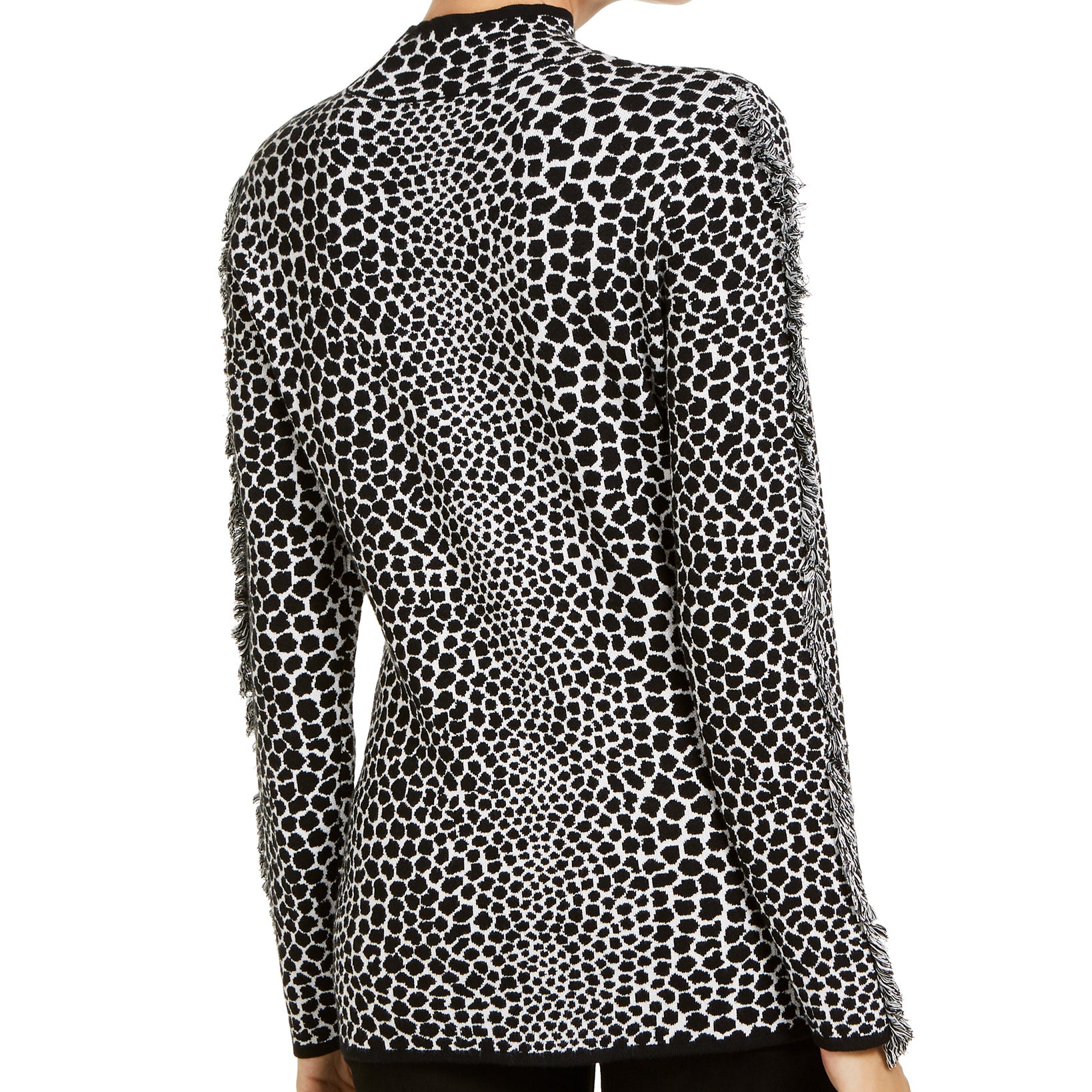 INC International Concepts Women Fringe Trim Jaquard Sweater