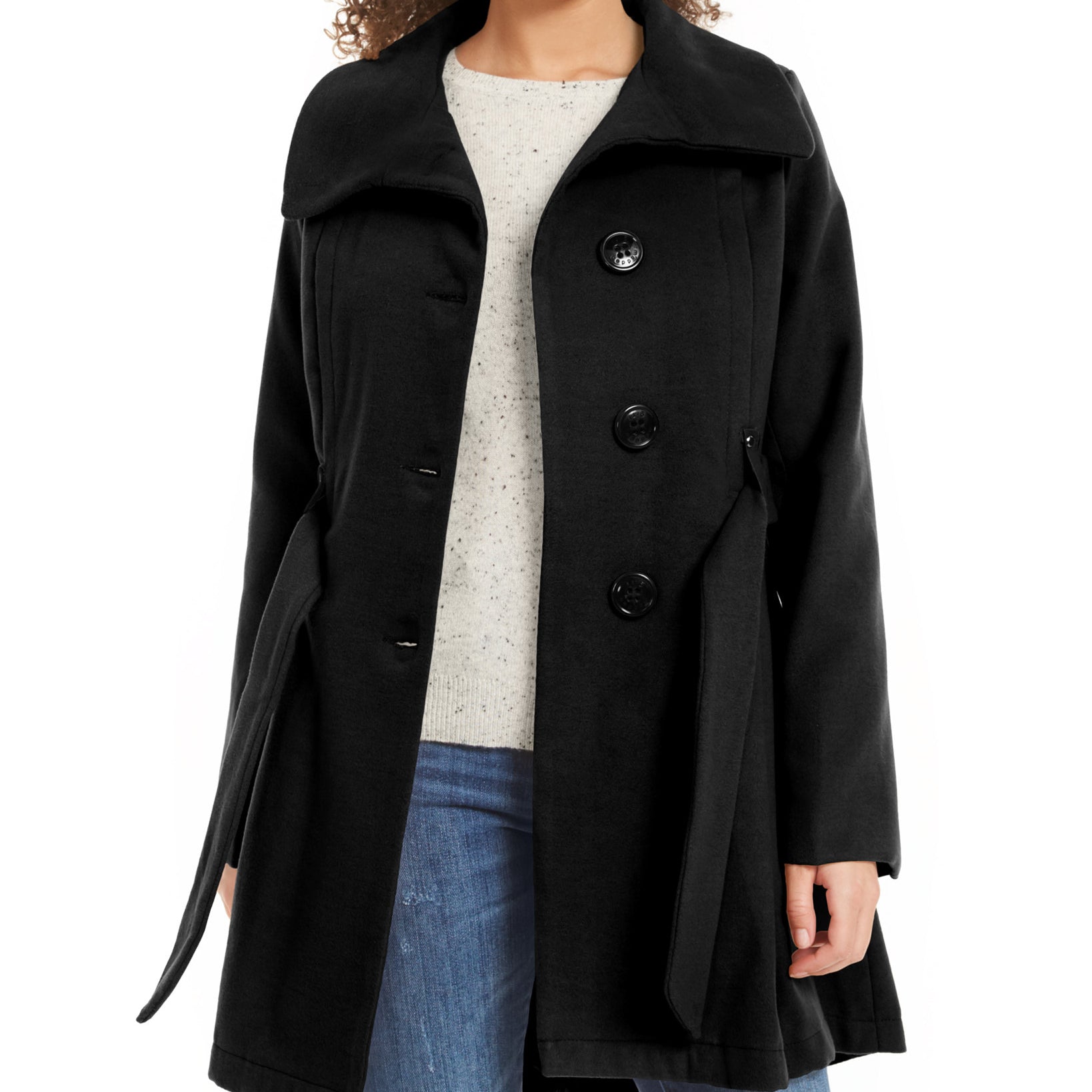 Madden Girl Juniors Belted Skirted Coat Black