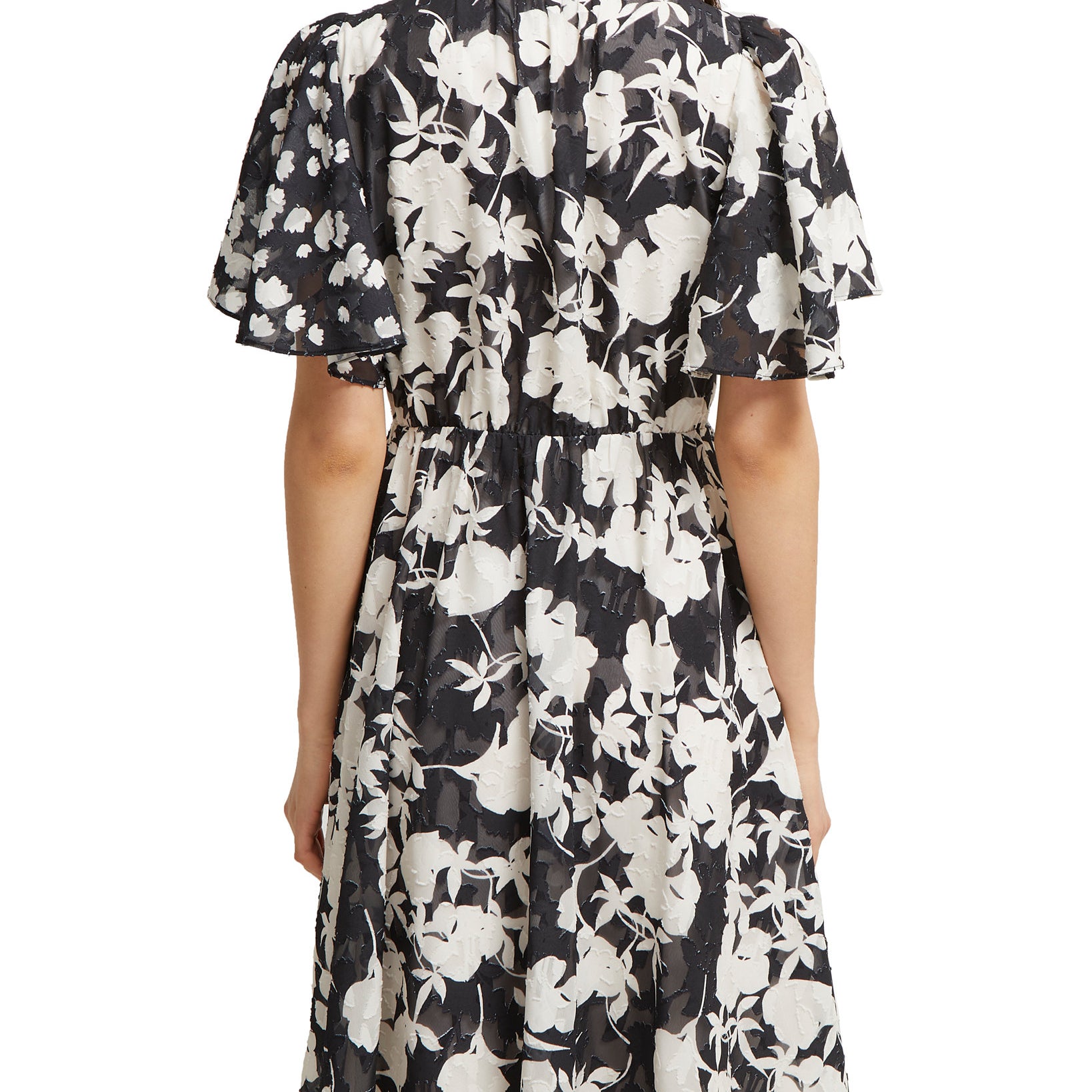 French Connection Women Flutter Sleeve Fit Flare Dress