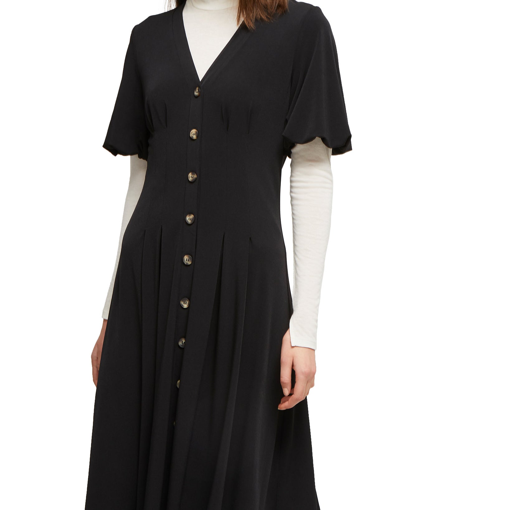 French Connection Women Serafina Button Front Fit & Flare Dress Black