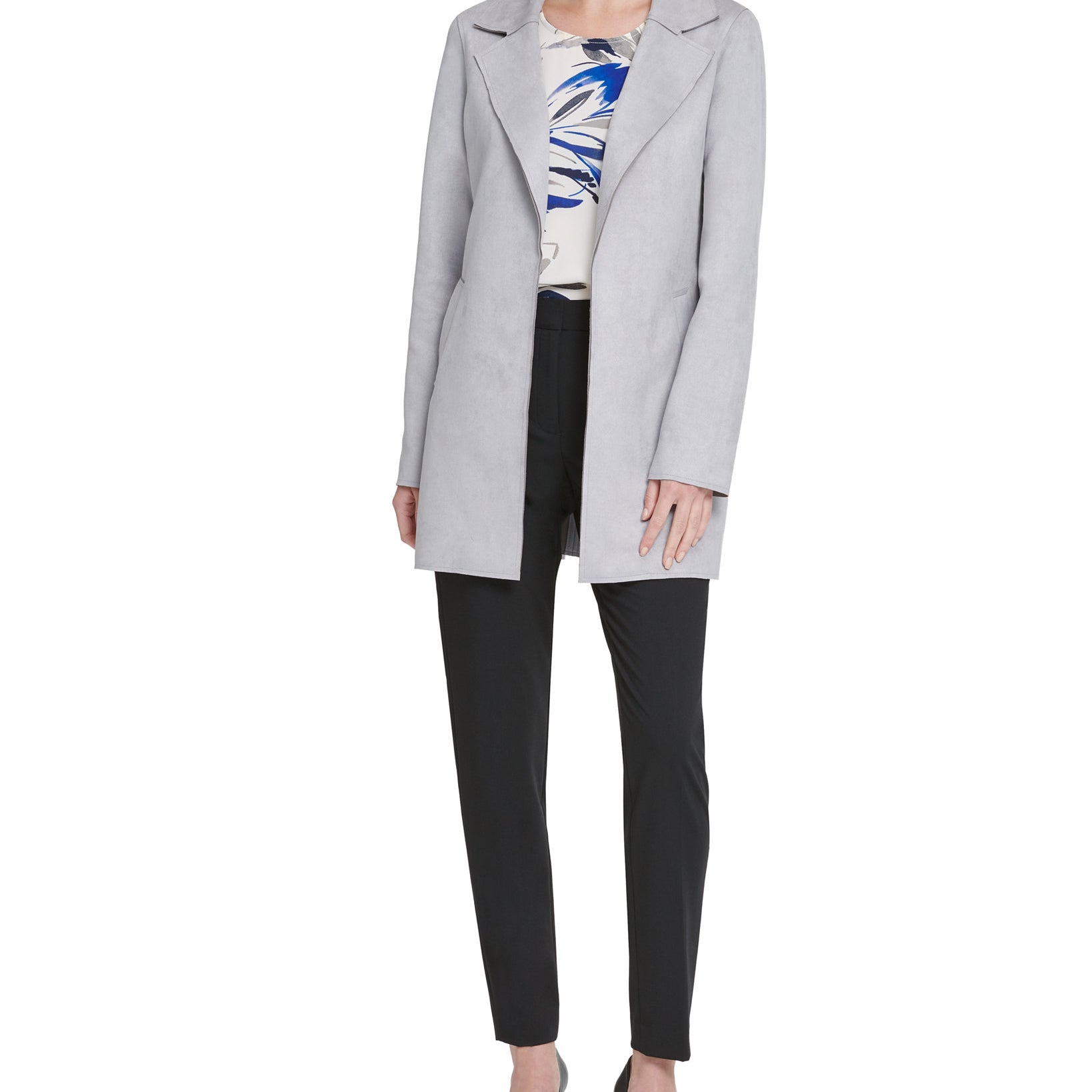 DKNY Women Faux Suede Topper Jacket