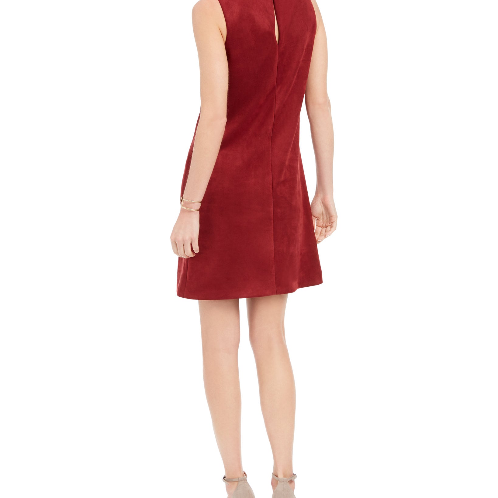 Donna Ricco Women Faux Suede Mock Neck Sheath Dress