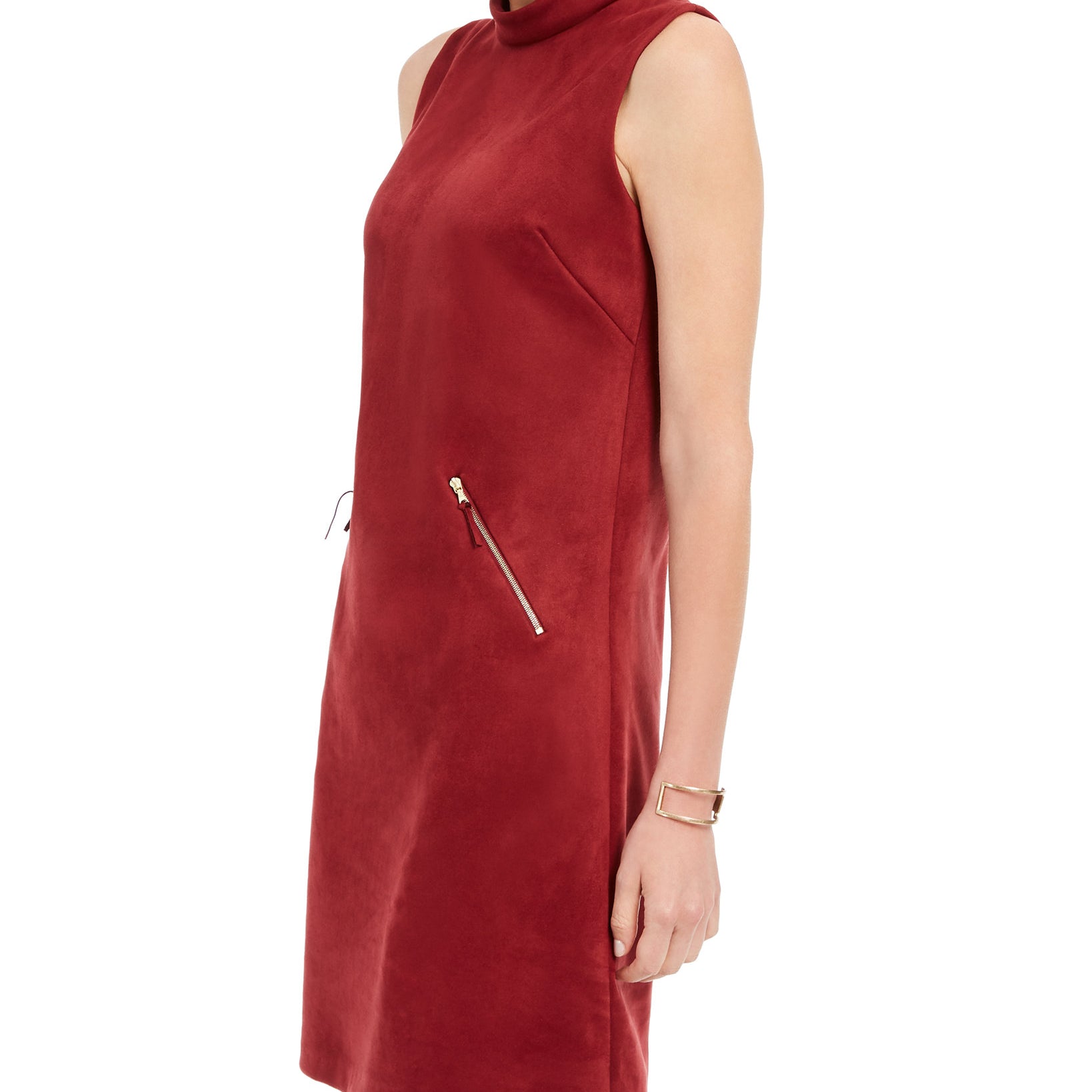 Donna Ricco Women Faux Suede Mock Neck Sheath Dress