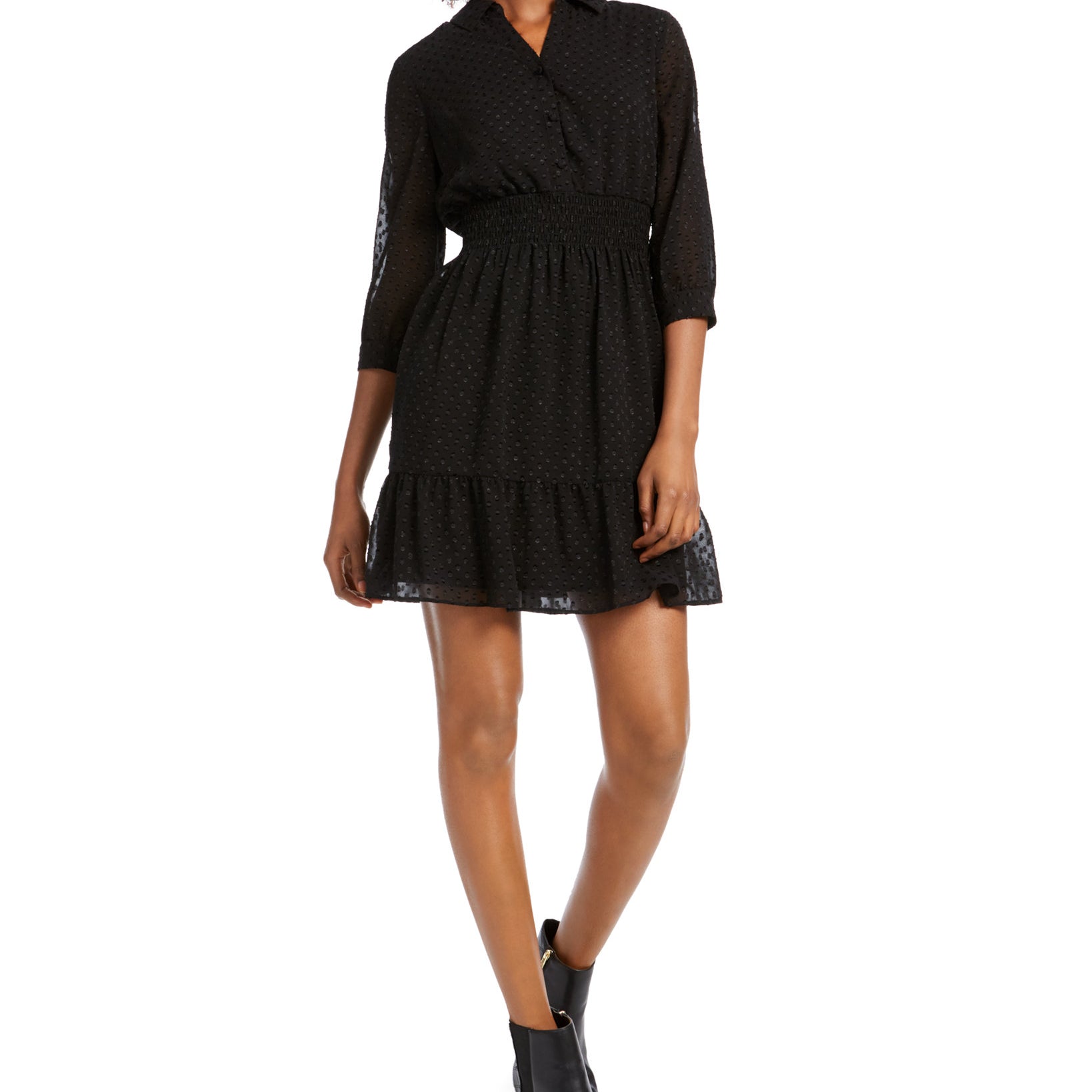 Maison Jules Women Polka Dot Dress Black Clip Dot