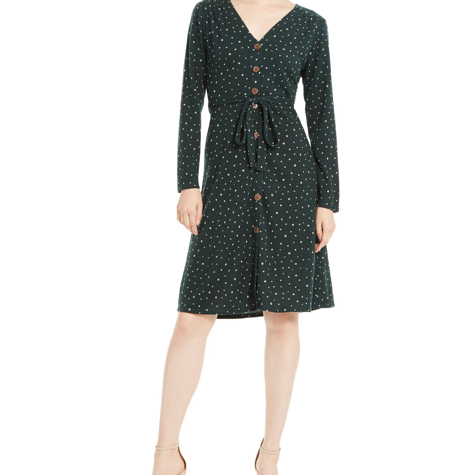 Monteau Women Petite Dot Wrap Dress