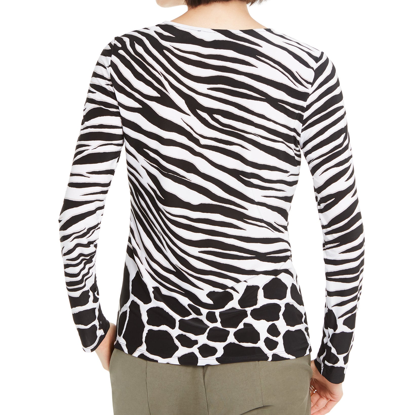 INC International Concepts Women Petite Zebra Print Top