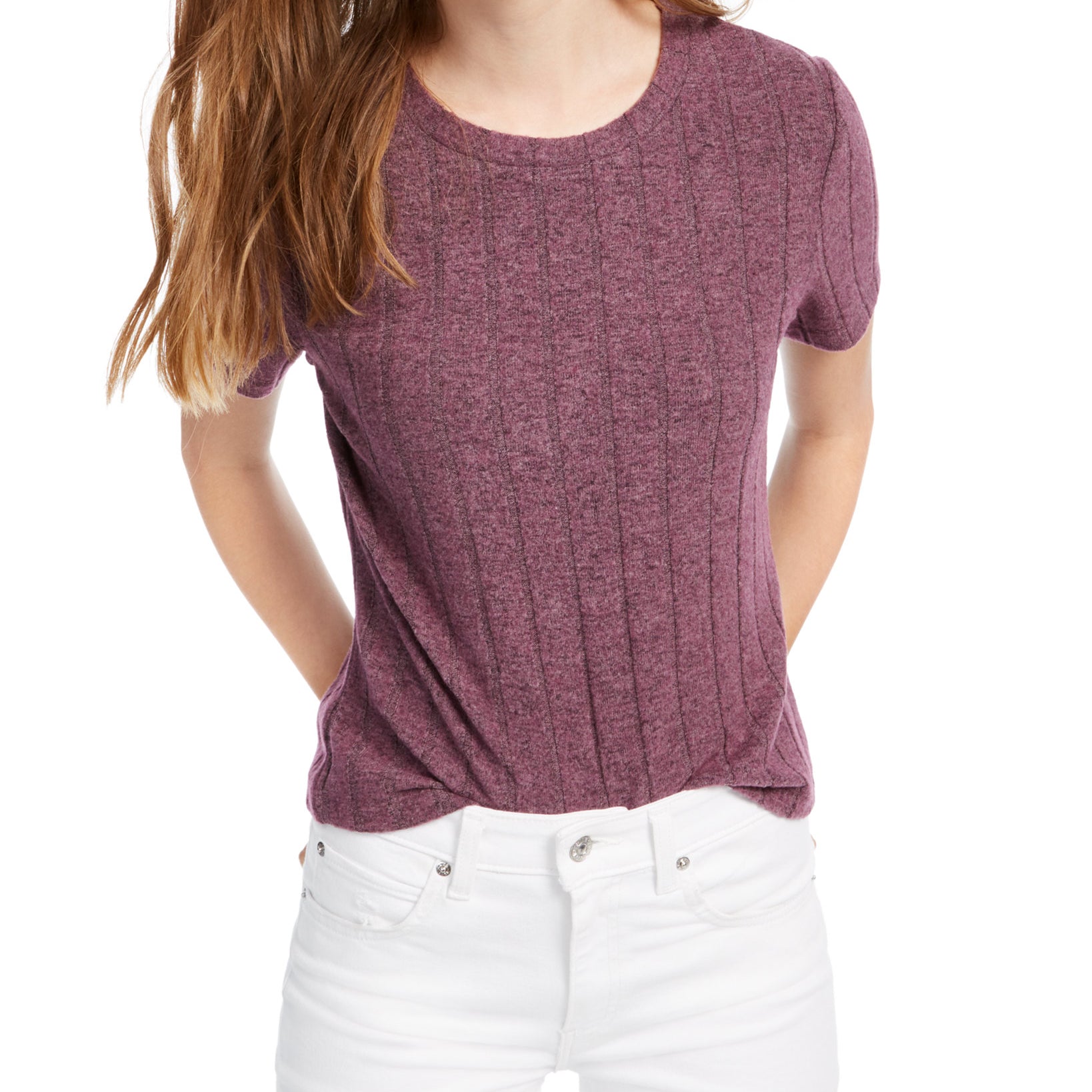 Crave Fame Women Cozy Ribbed Top Purple
