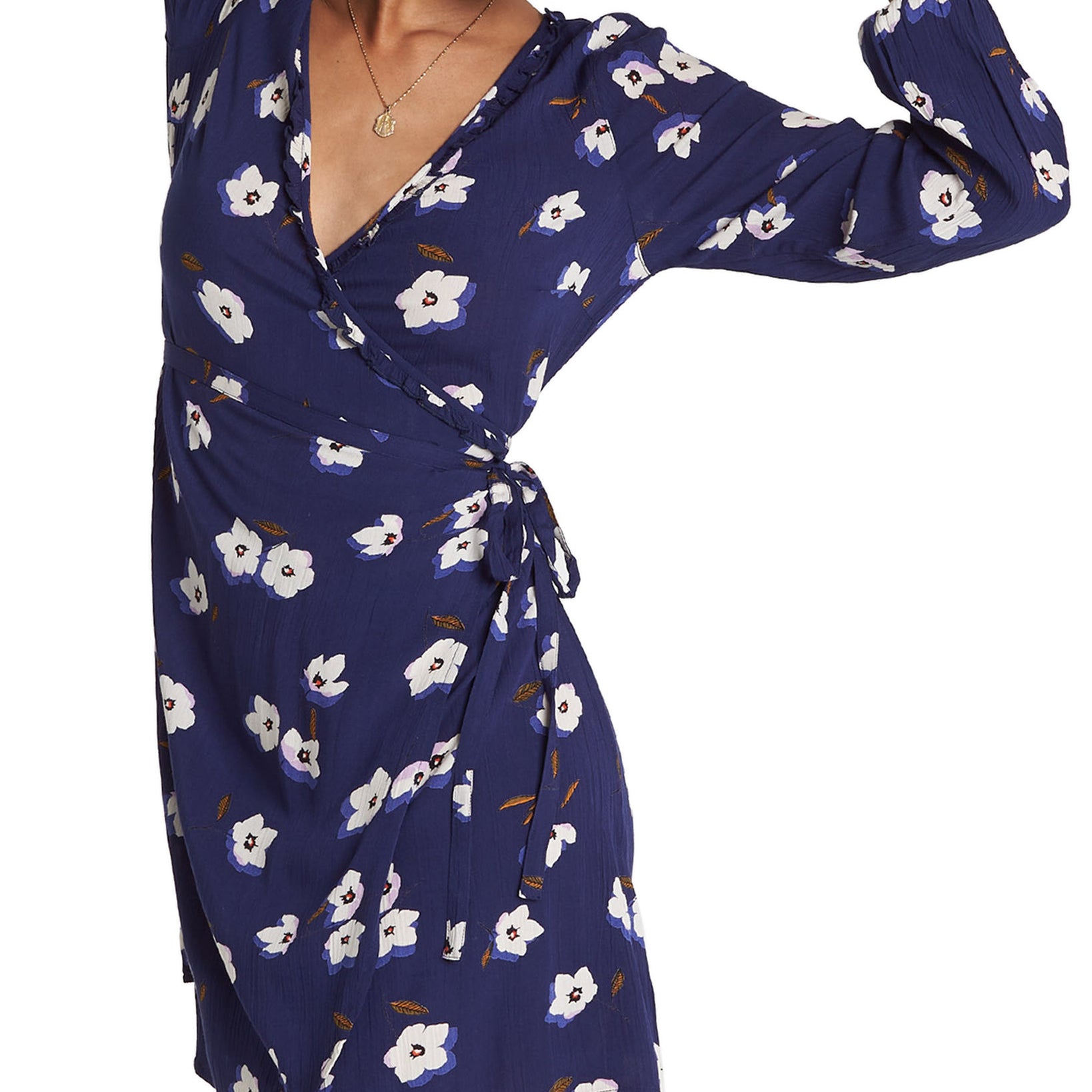 Billabong Women Floral Print Ruffled Wrap Dress