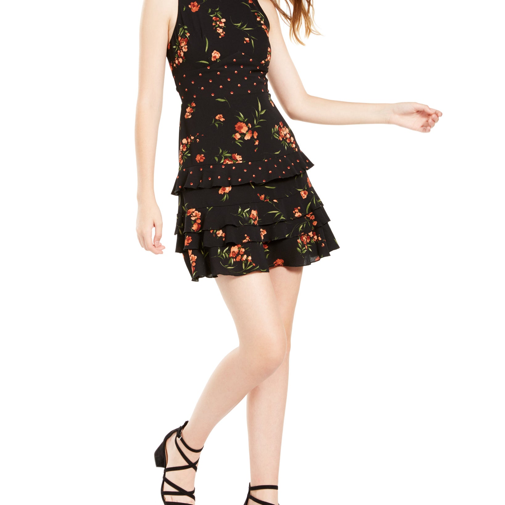Teeze Me Women Mixed Print Ruffled Dress