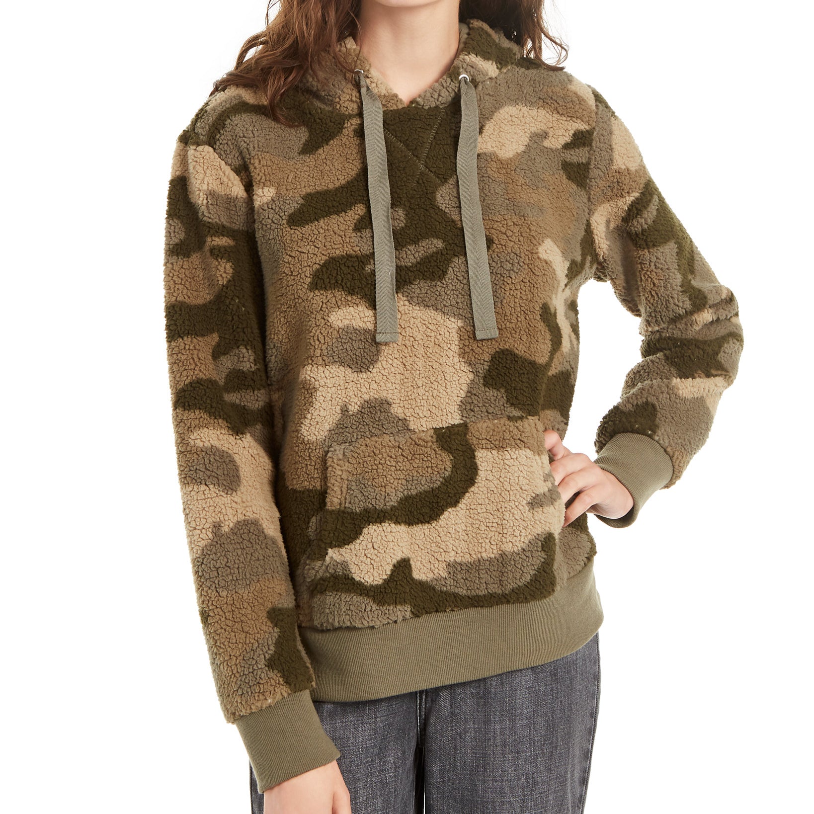 Hippie Rose Juniors Sherpa Hoodie Camo