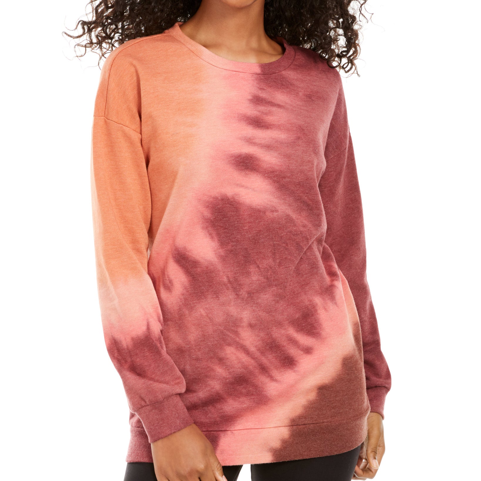 Ultra Flirt Women Tie Dye Tunic Sweatshirt Rust Tie Dye