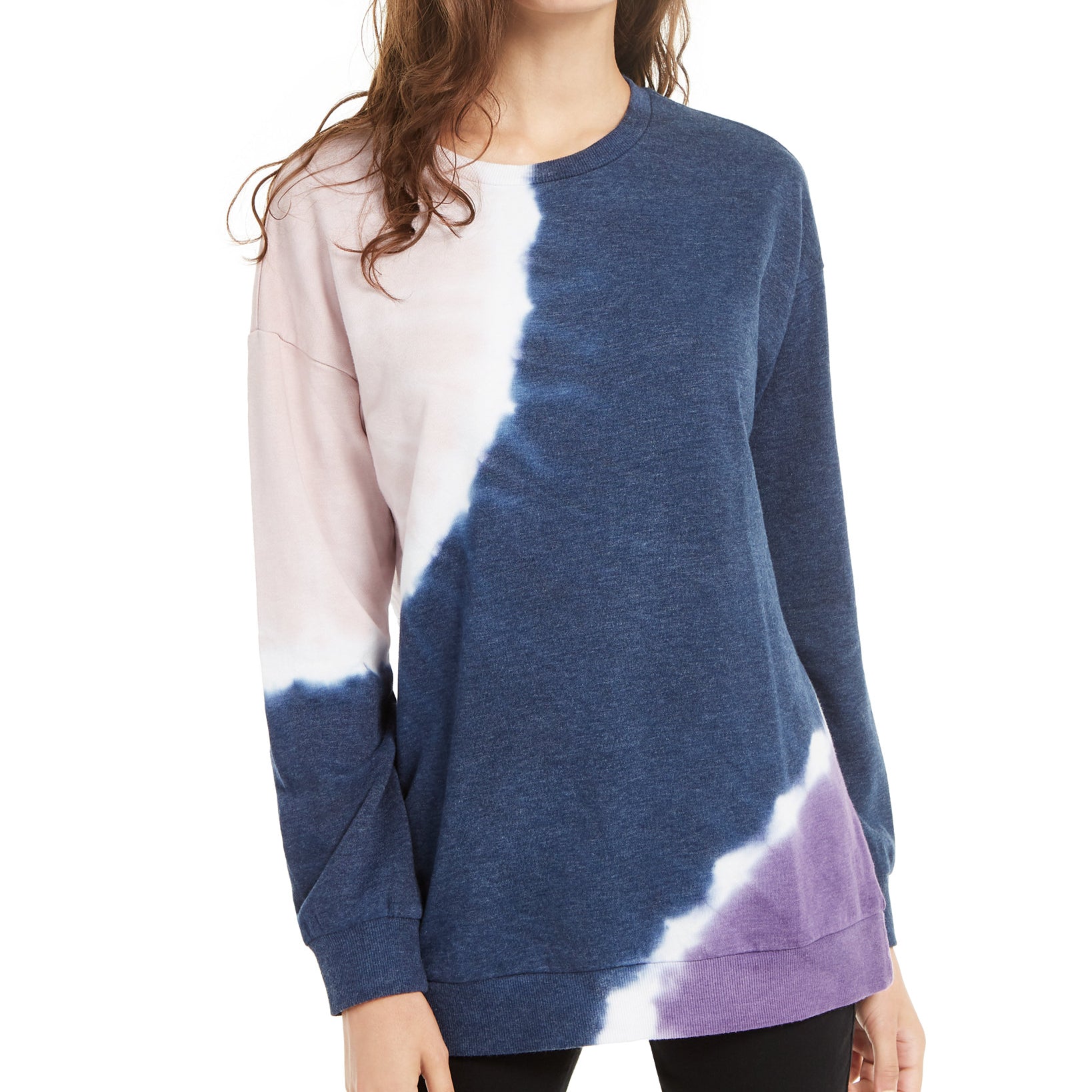 Ultra Flirt Women Tie Dye Tunic Sweatshirt Navy Tie Dye