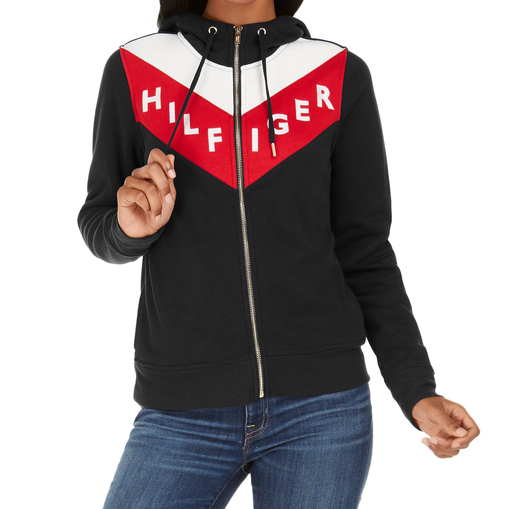 Tommy-Hilfiger-Sport-Women-Colorblocked-Zip-Hoodie-Black