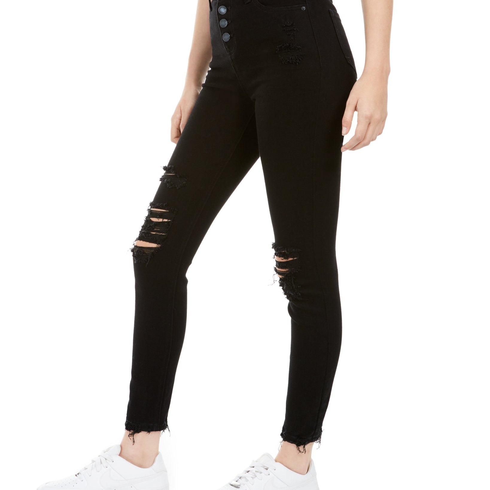 Vanilla Star Juniors Ripped Button Fly Jeans